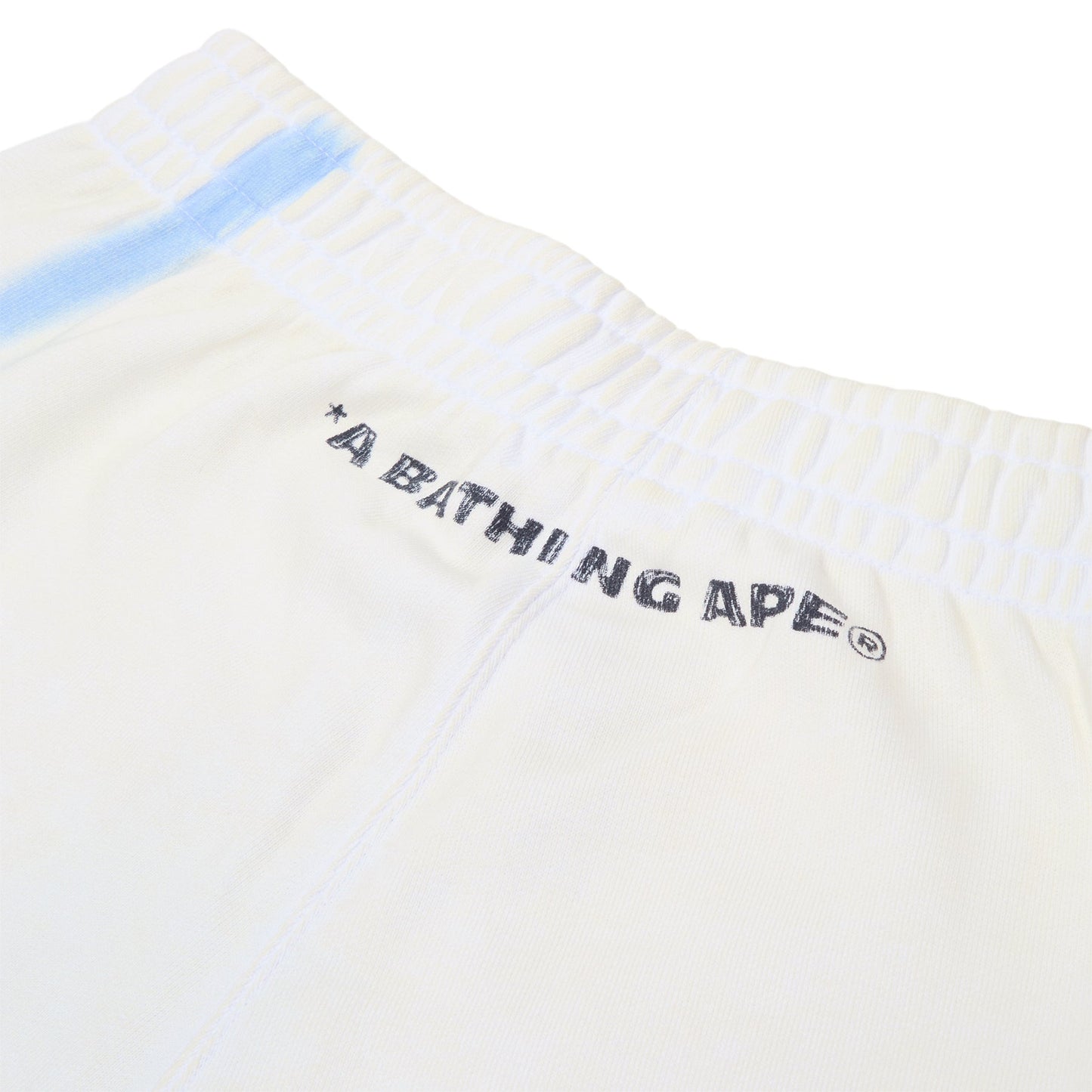A Bathing Ape Heavy Wash Hand Draw Football Logo Relaxed Fit Sweat Shorts M (White)