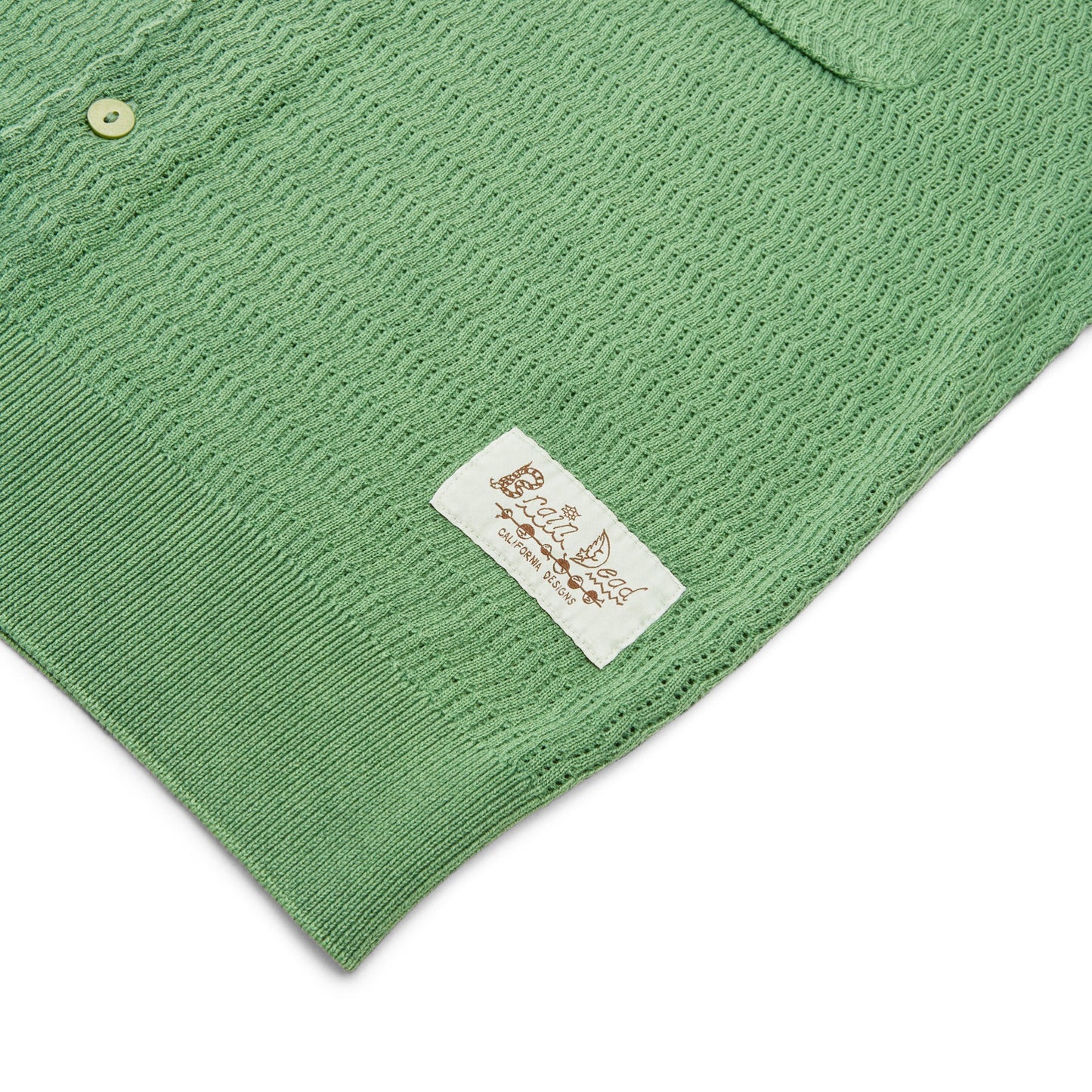 Brain Dead Pigment Dye Long Sleeve Polo Sweater (Green)