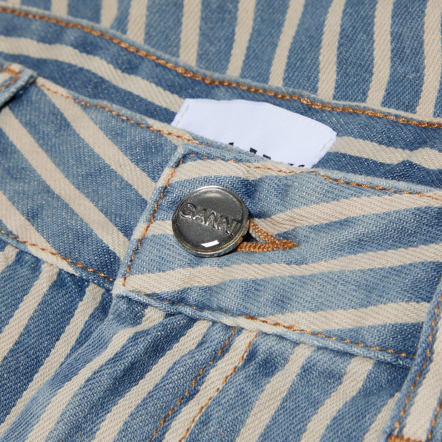 GANNI Light Stripe Denim Shorts (Soft Chambray)