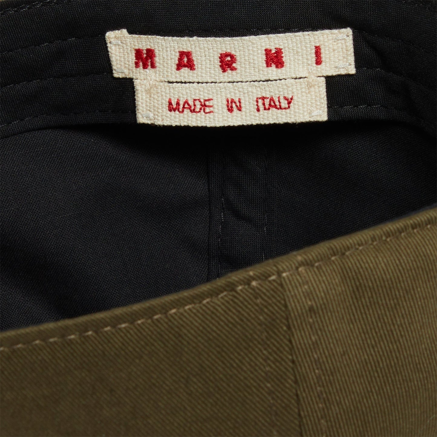 MARNI Embroidered Logo Organic Gabardine Baseball Cap (Deep Sage)