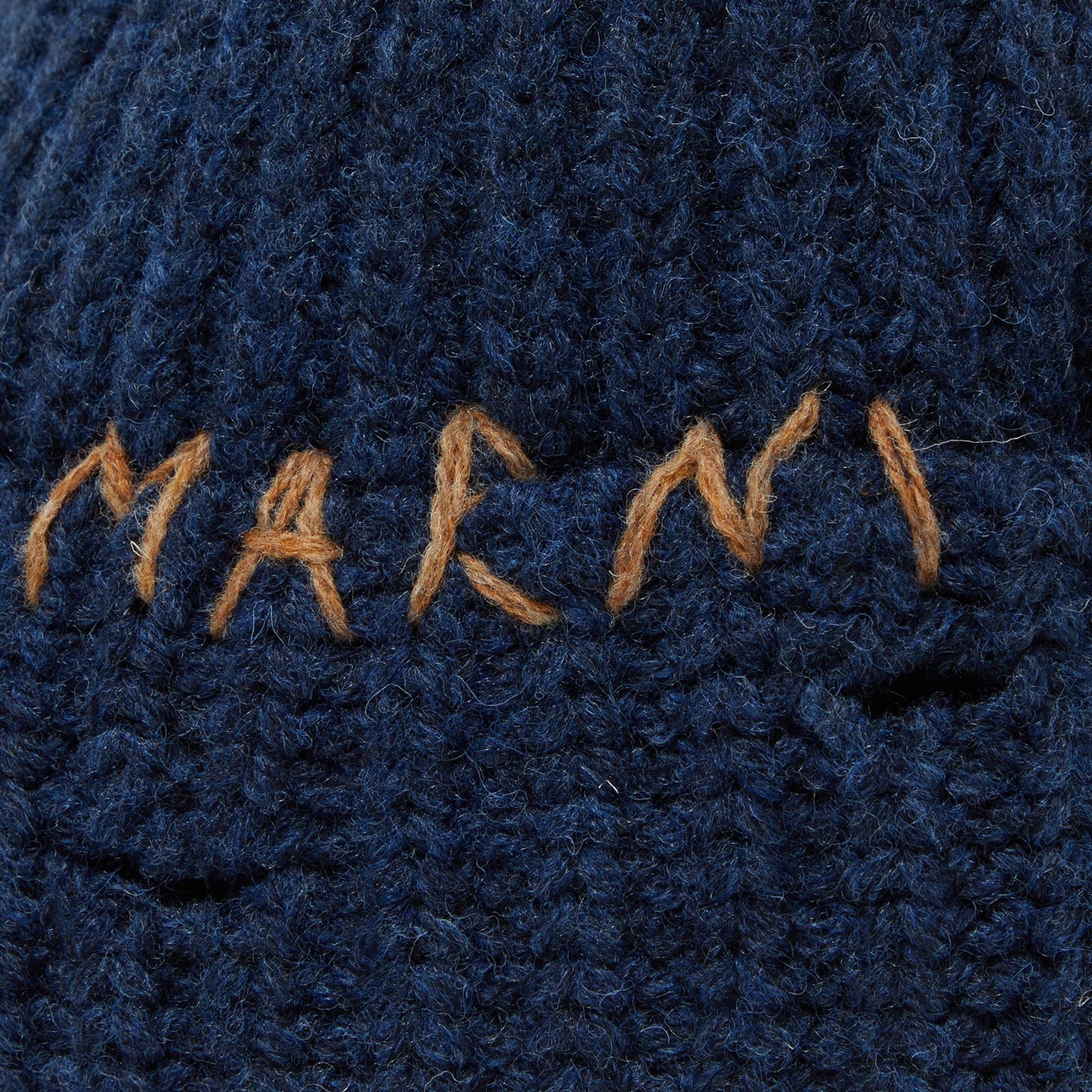 MARNI Hand-Stitched Logo Ribbed Beanie (Cornflower)