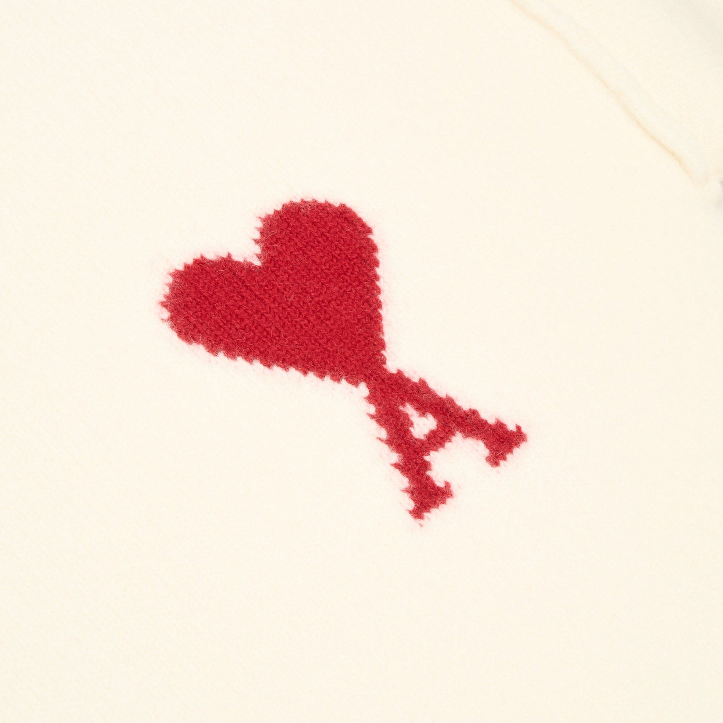AMI Crewneck Sweater With Contrasted AMI De Coeur (Ecru/Rouge)