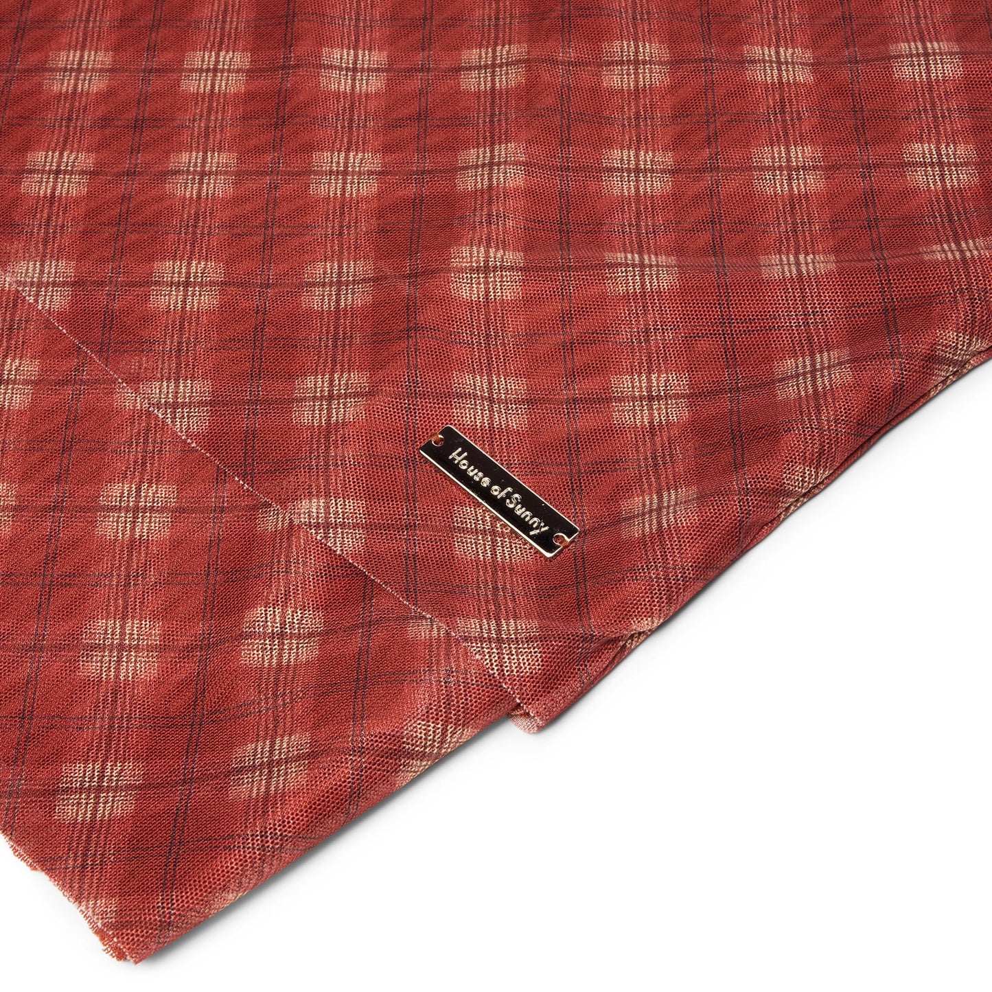 House of Sunny Retro Check Mesh Top (Multi)