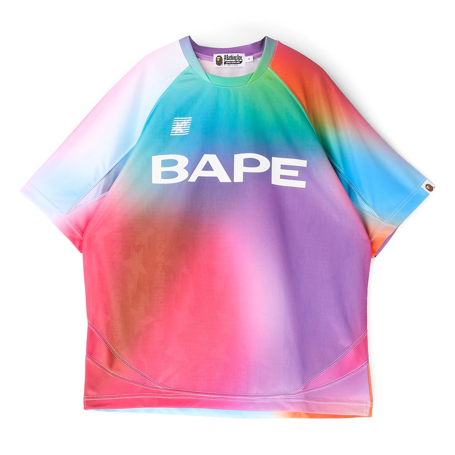 A Bathing Ape Tie Dye Sta Stripe Pattern Relaxed Fit Football Jersey Tee M (Multi)