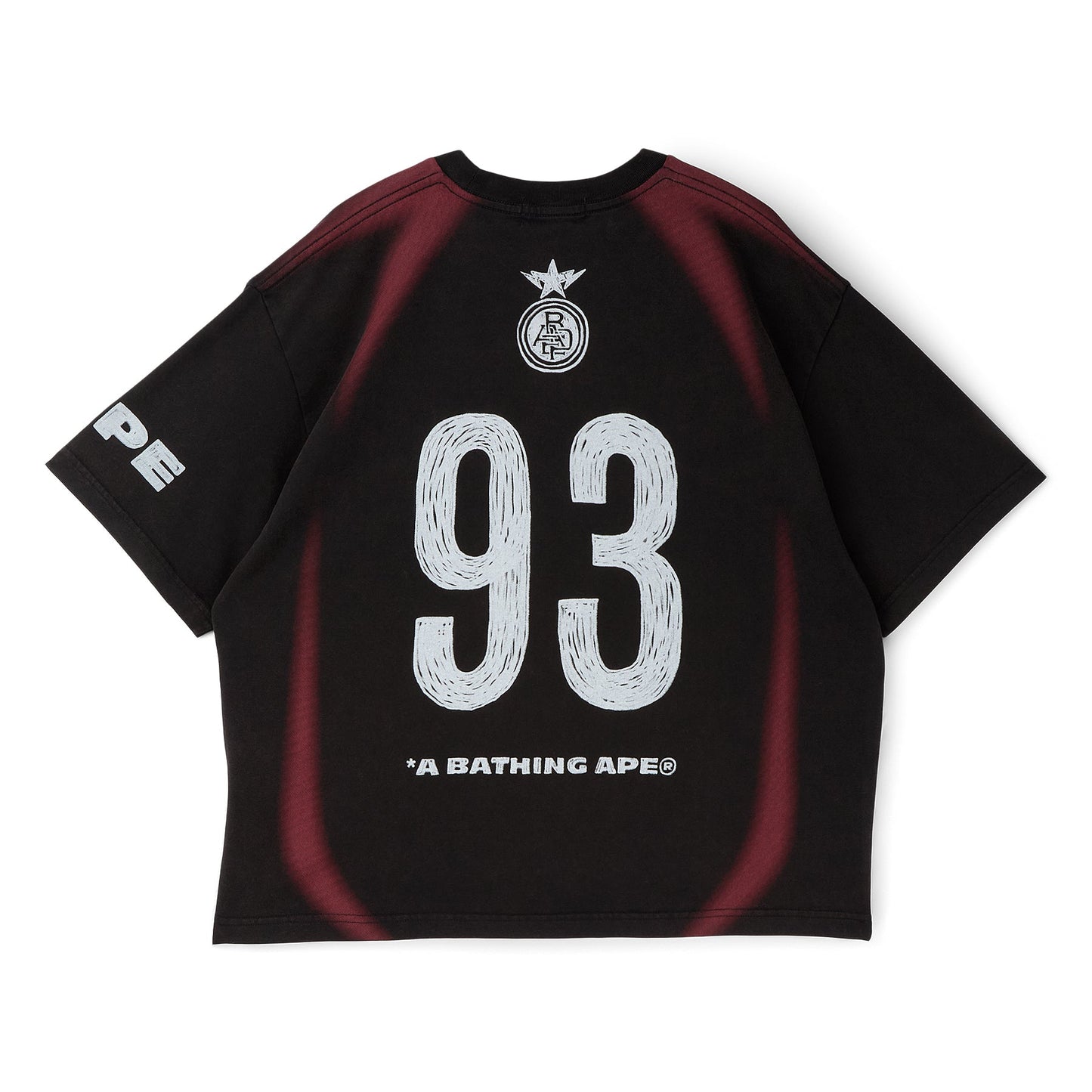 A Bathing Ape Heavy Wash Hand Draw Football Multi Logo Relaxed Fit Tee M (Black)