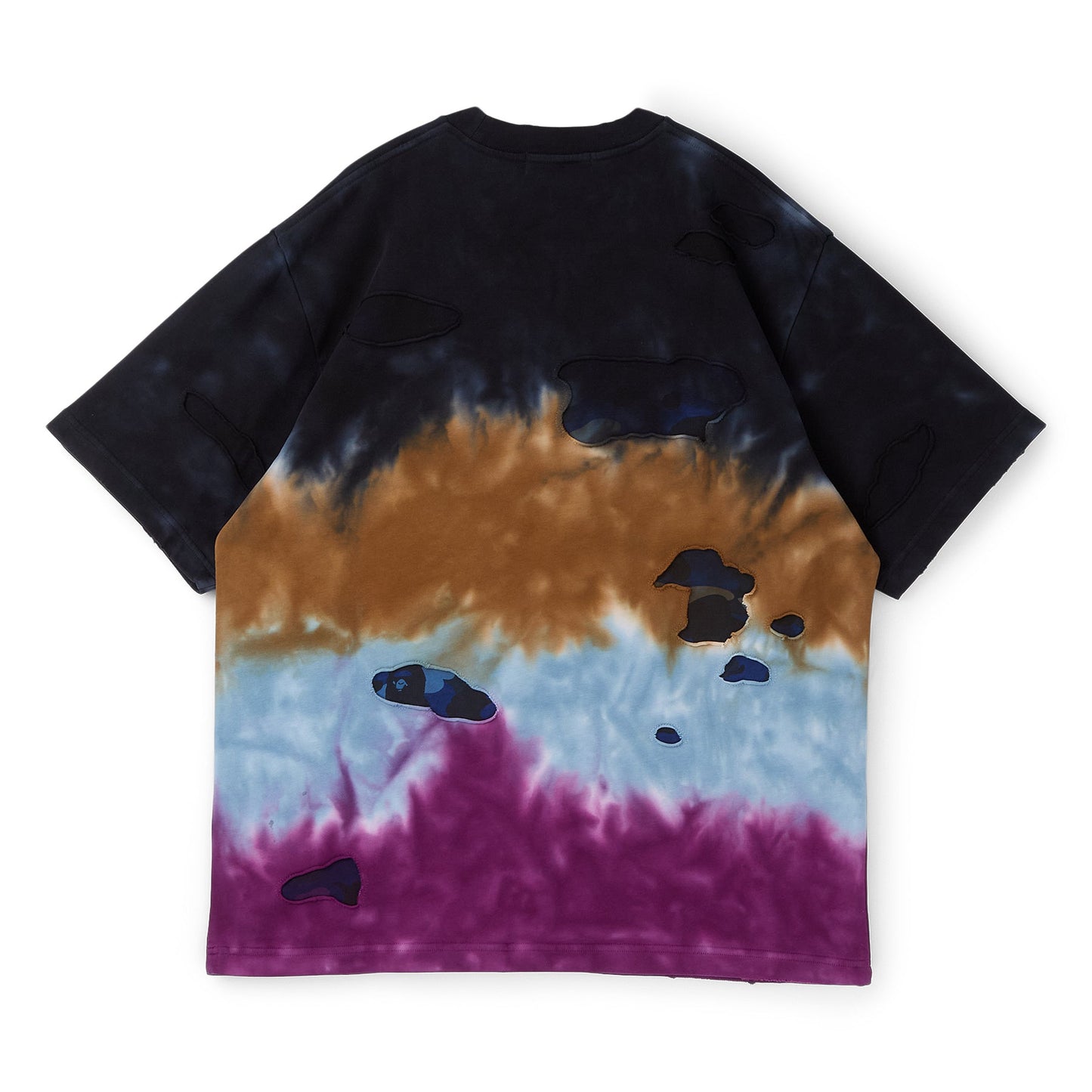 A Bathing Ape Color Camo Tie Dye Destroyed Multi Logo Relaxed Fit Tee M (Black)