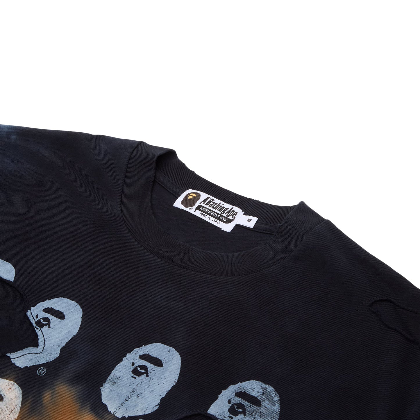 A Bathing Ape Color Camo Tie Dye Destroyed Multi Logo Relaxed Fit Tee M (Black)