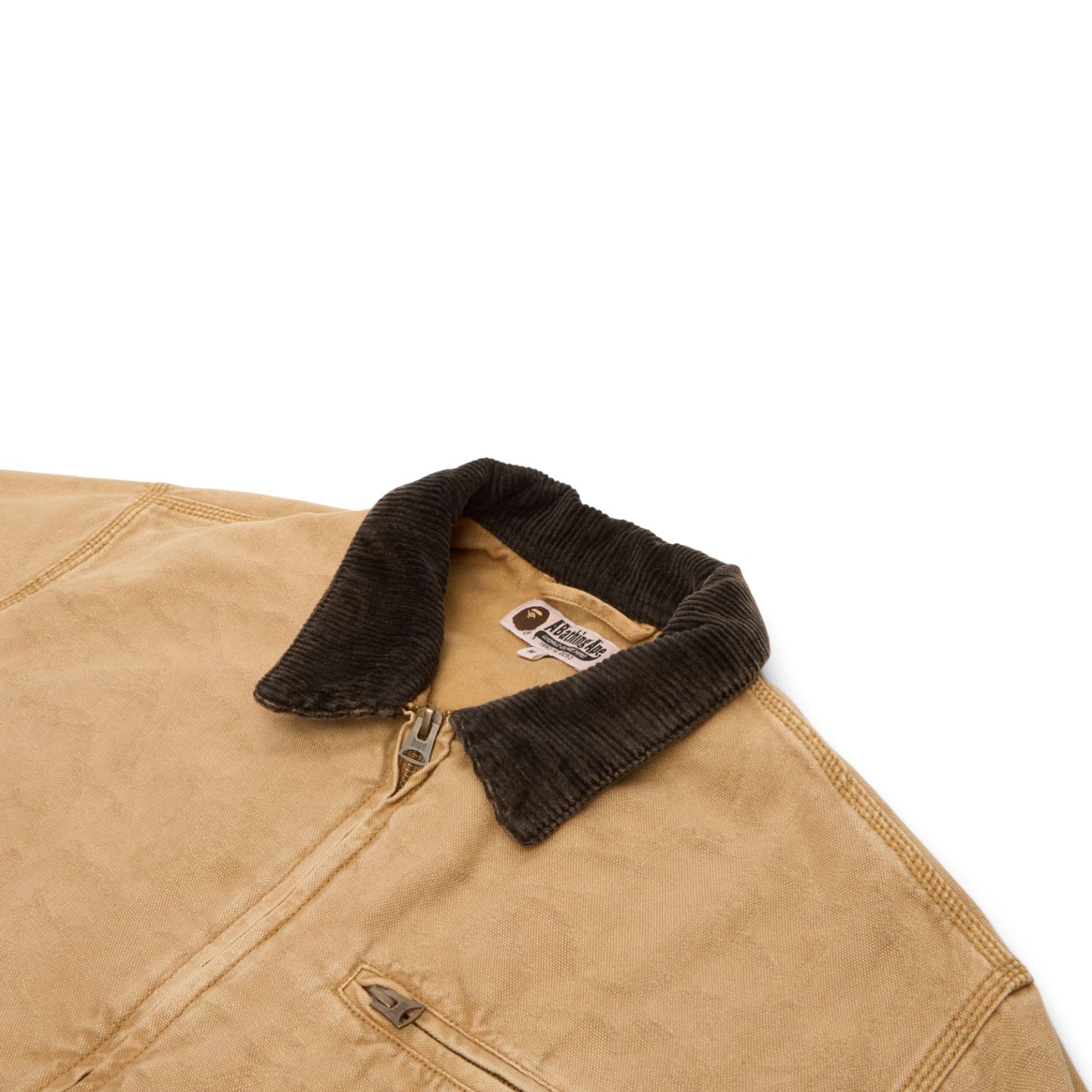 A Bathing Ape Line Camo Jacquard Garment Dyed Padded Work Jacket (Beige)