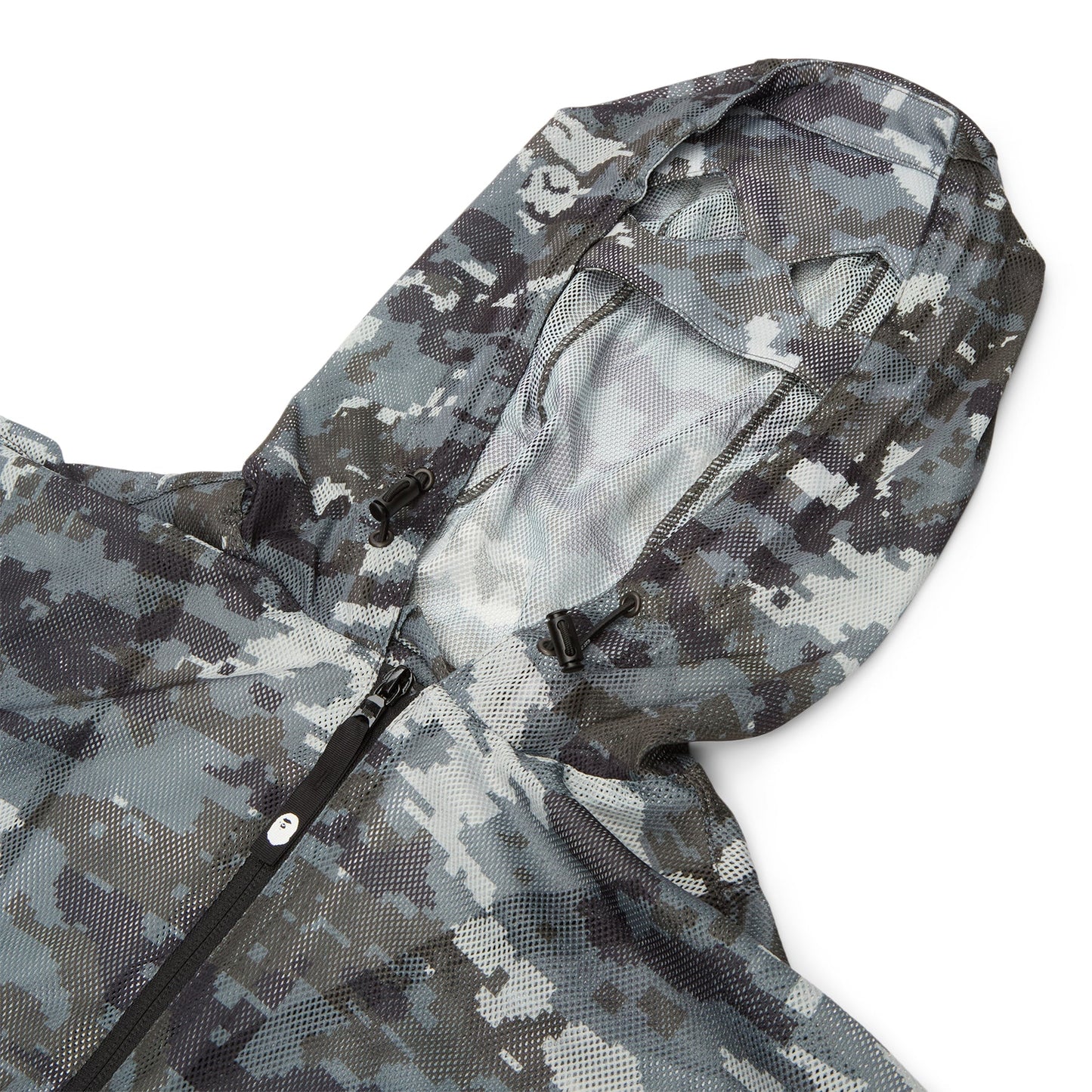 A Bathing Ape Multi Pixel Camo Mesh Hoodie Jacket M (Black)
