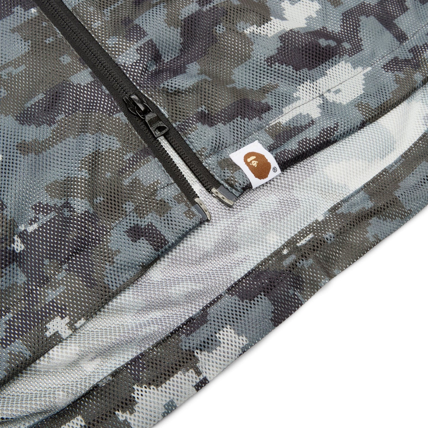 A Bathing Ape Multi Pixel Camo Mesh Hoodie Jacket M (Black)