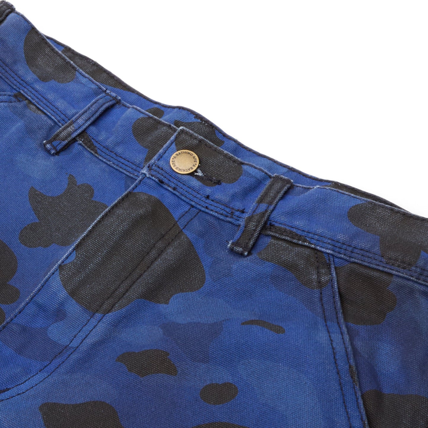 A Bathing Ape Solid 1St Camo Garment Dyed Relaxed Fit Work Shorts M (Navy)