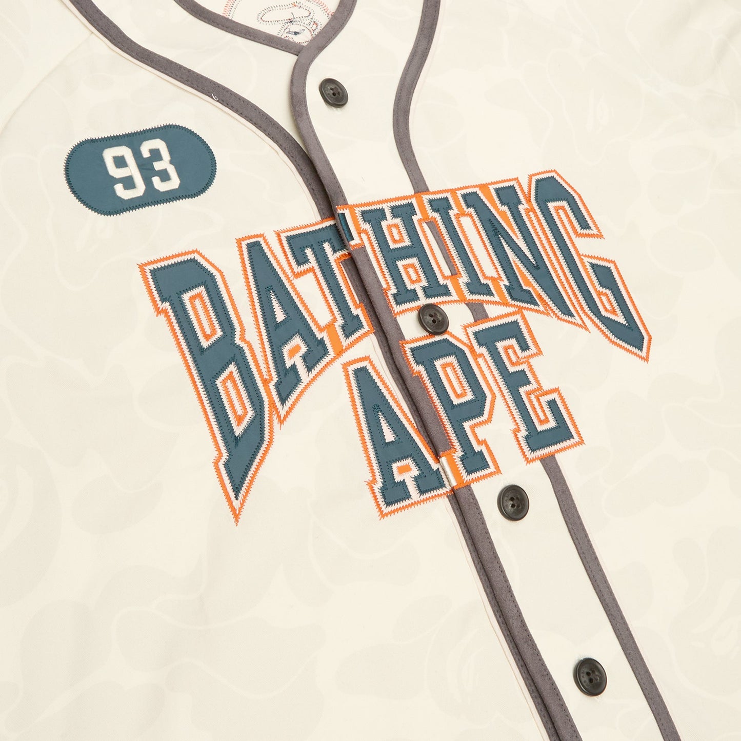 A Bathing Ape Solid Camo Multi Logo Baseball Ss Shirt M (Ivory)