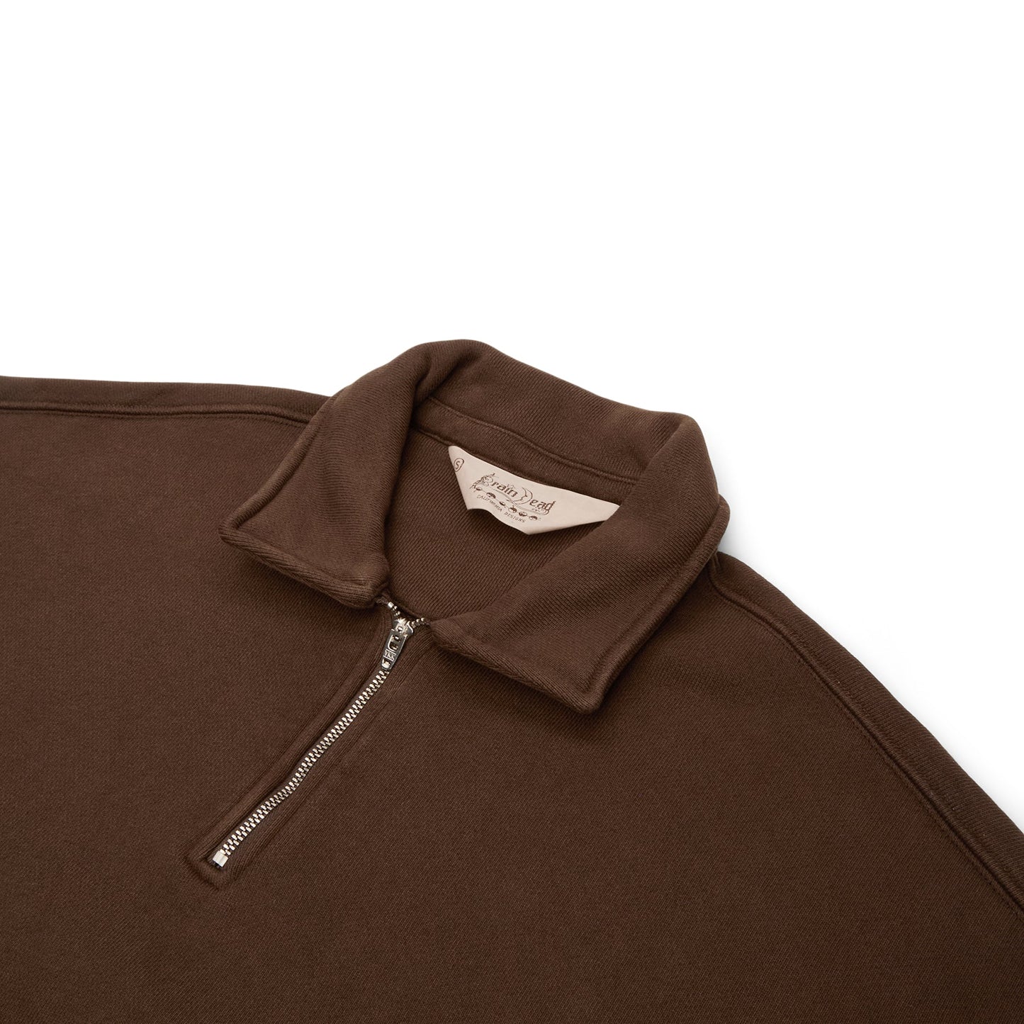Brain Dead Half Zip Collared Sweatshirt (Brown)