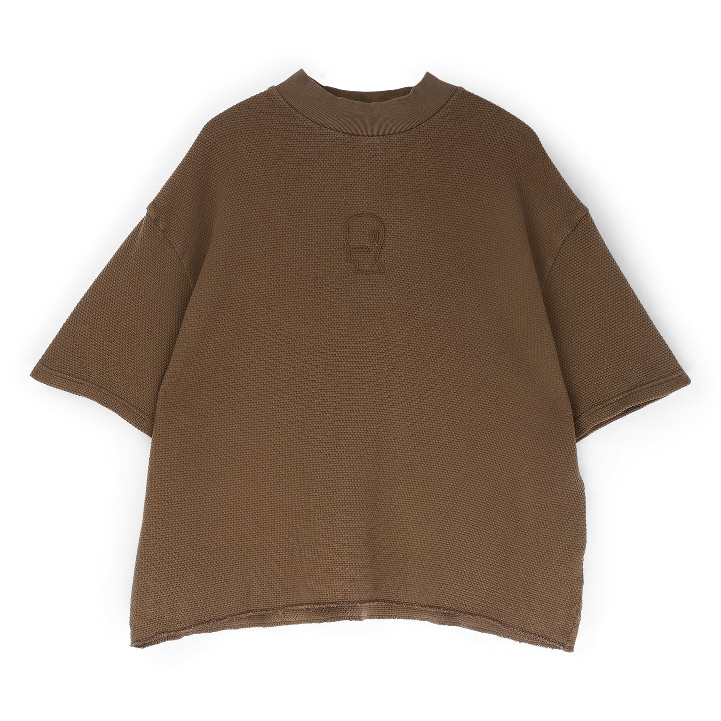 Brain Dead Boxy Thermal Mock Neck T-Shirt (Brown)