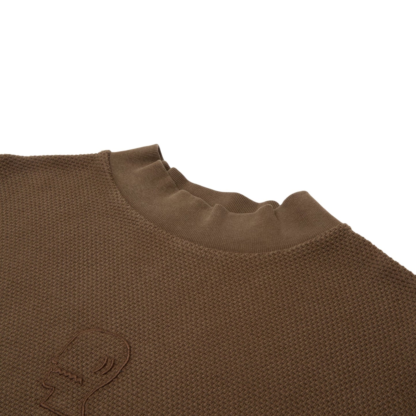 Brain Dead Boxy Thermal Mock Neck T-Shirt (Brown)