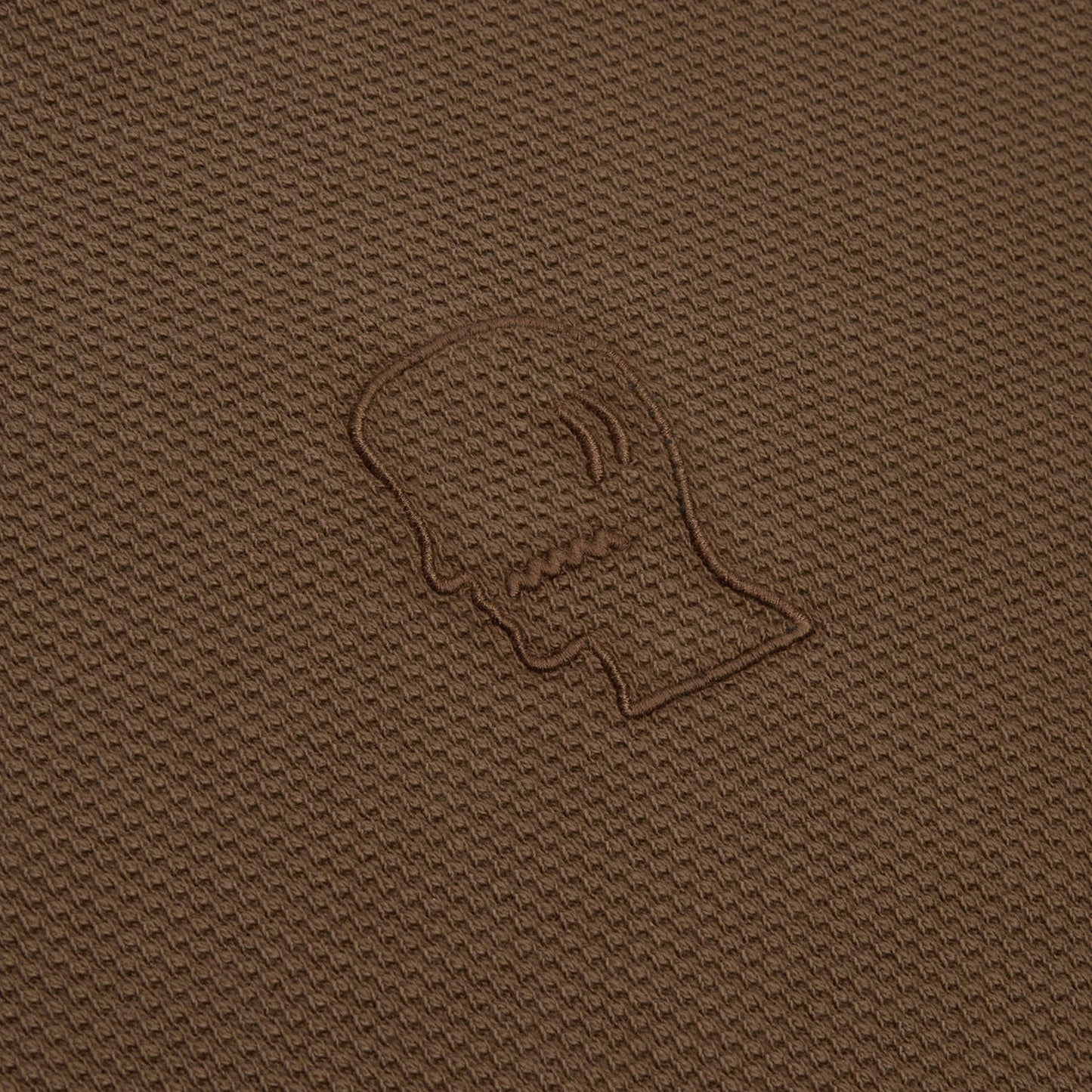 Brain Dead Boxy Thermal Mock Neck T-Shirt (Brown)