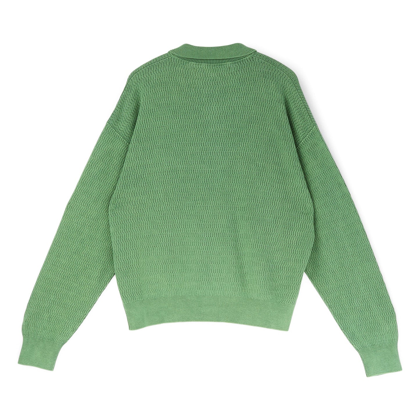 Brain Dead Pigment Dye Long Sleeve Polo Sweater (Green)