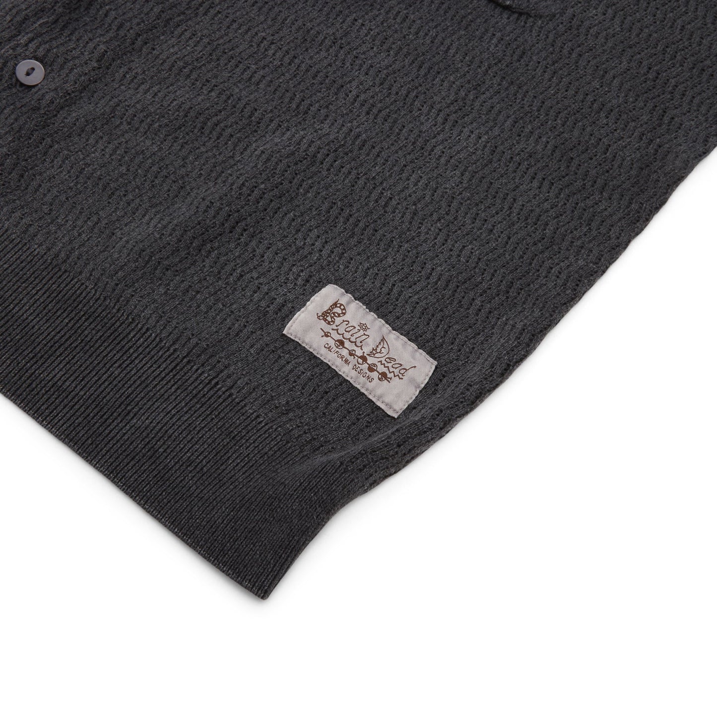 Brain Dead Pigment Dye Long Sleeve Polo Sweater (Ink)