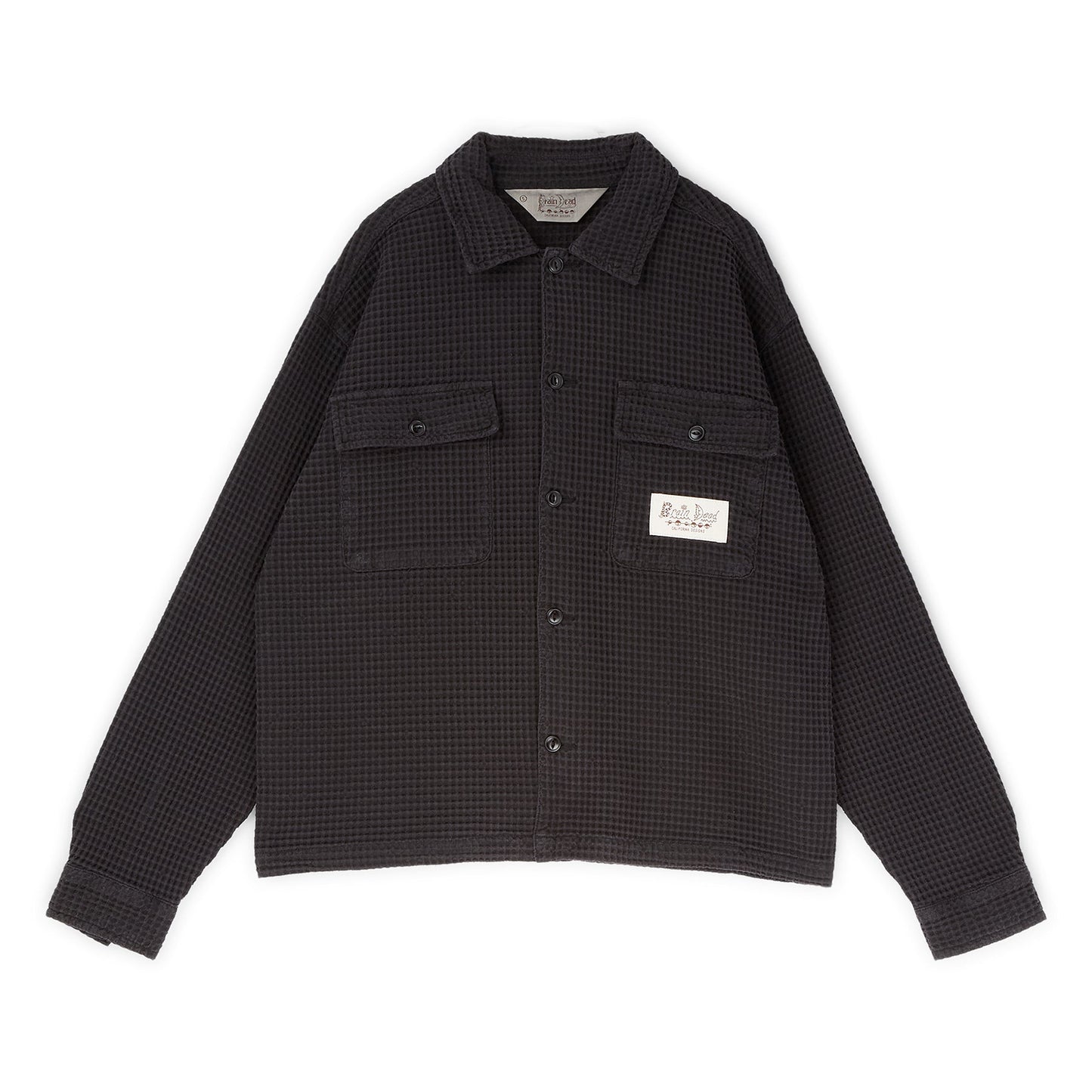 Brain Dead Waffle Button Front Shirt (Black)