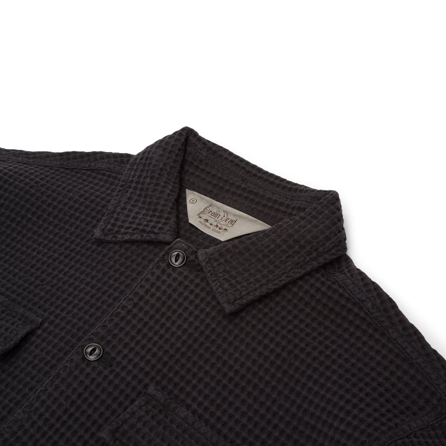 Brain Dead Waffle Button Front Shirt (Black)