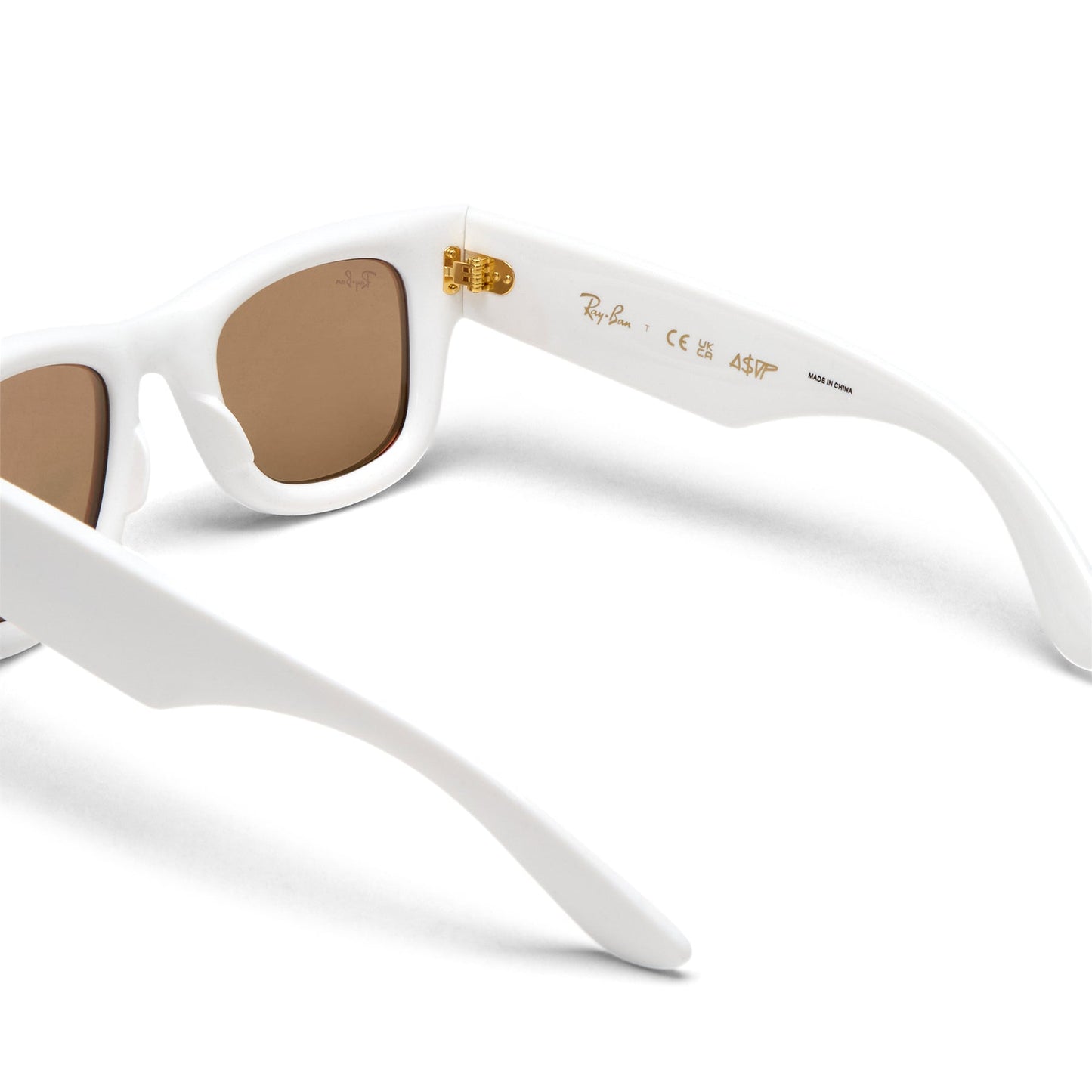 A$AP Rocky x Ray-Ban Wayfarer Puffer (White/Dark Brown Mirror Rose Gold)