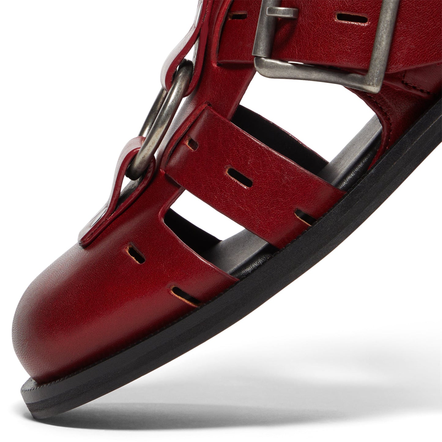Martine Rose Bondage Belt Sandal (Red Oxblood)