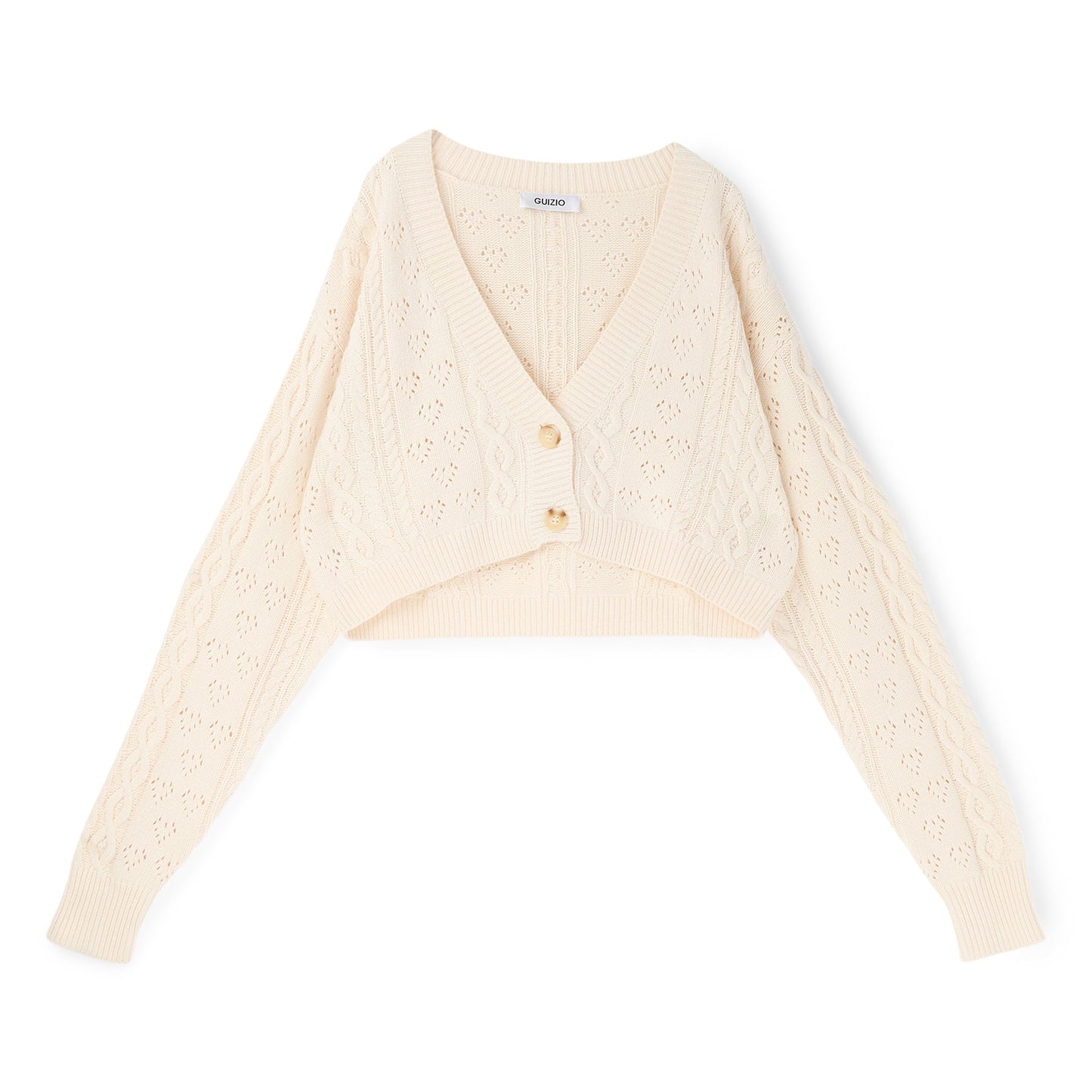Danielle Guizio Noah Cable Crop Cardigan (Snow white)