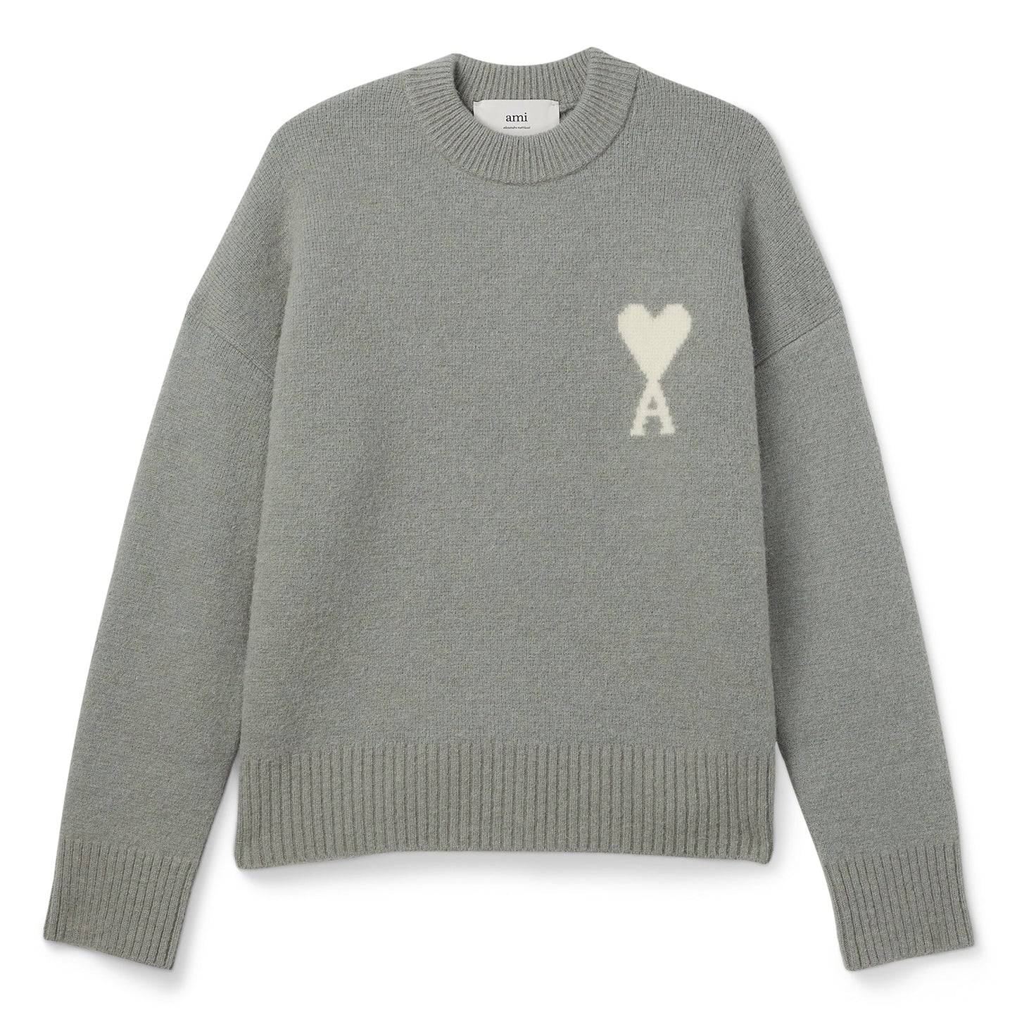 AMI ADC Alpaca Crewneck Sweater (Grey/Off white)