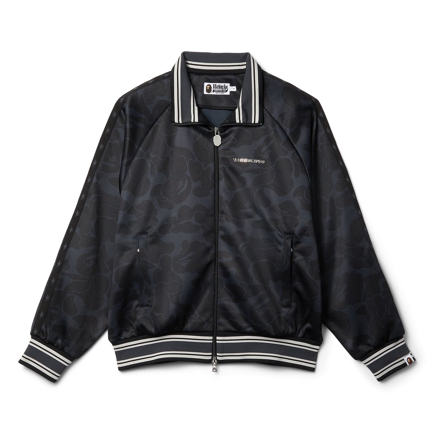 A Bathing Ape Solid Camo Bathing Ape Logo Relaxed Fit Track Jacket (Black)