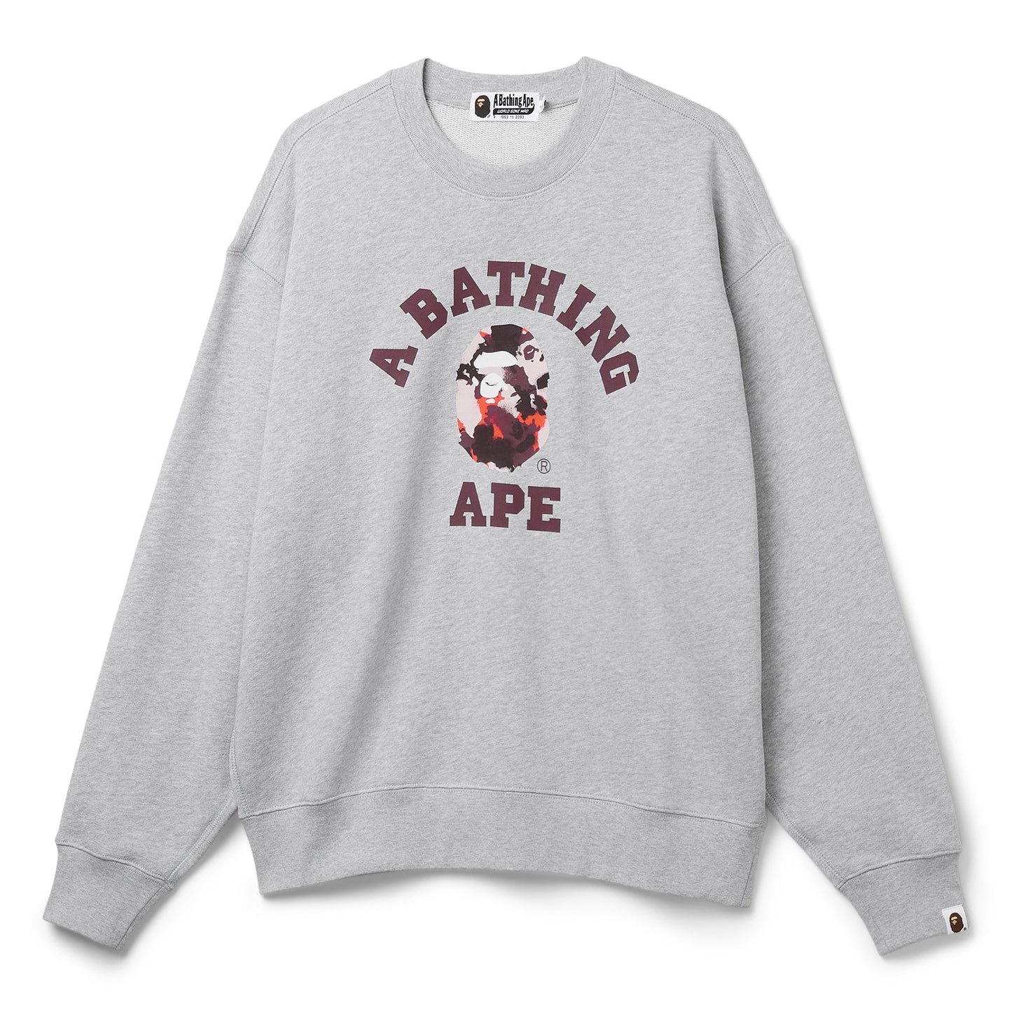 A Bathing Ape Map Camo College Relax Fit Crewneck Sweatshirt (Grey)