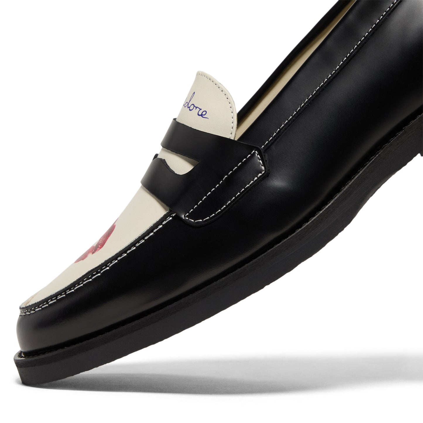 DUKE + DEXTER Wilde Kiss Penny Loafer (Black/White)