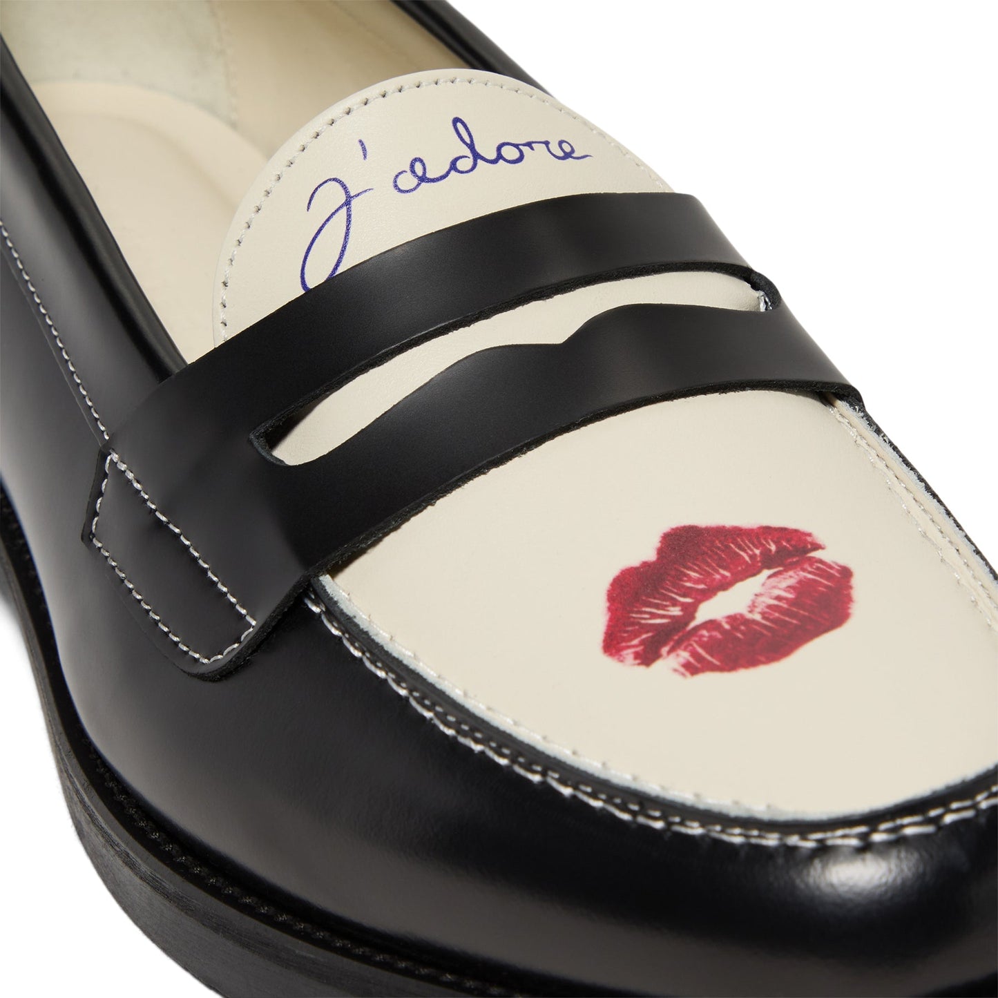 DUKE + DEXTER Wilde Kiss Penny Loafer (Black/White)