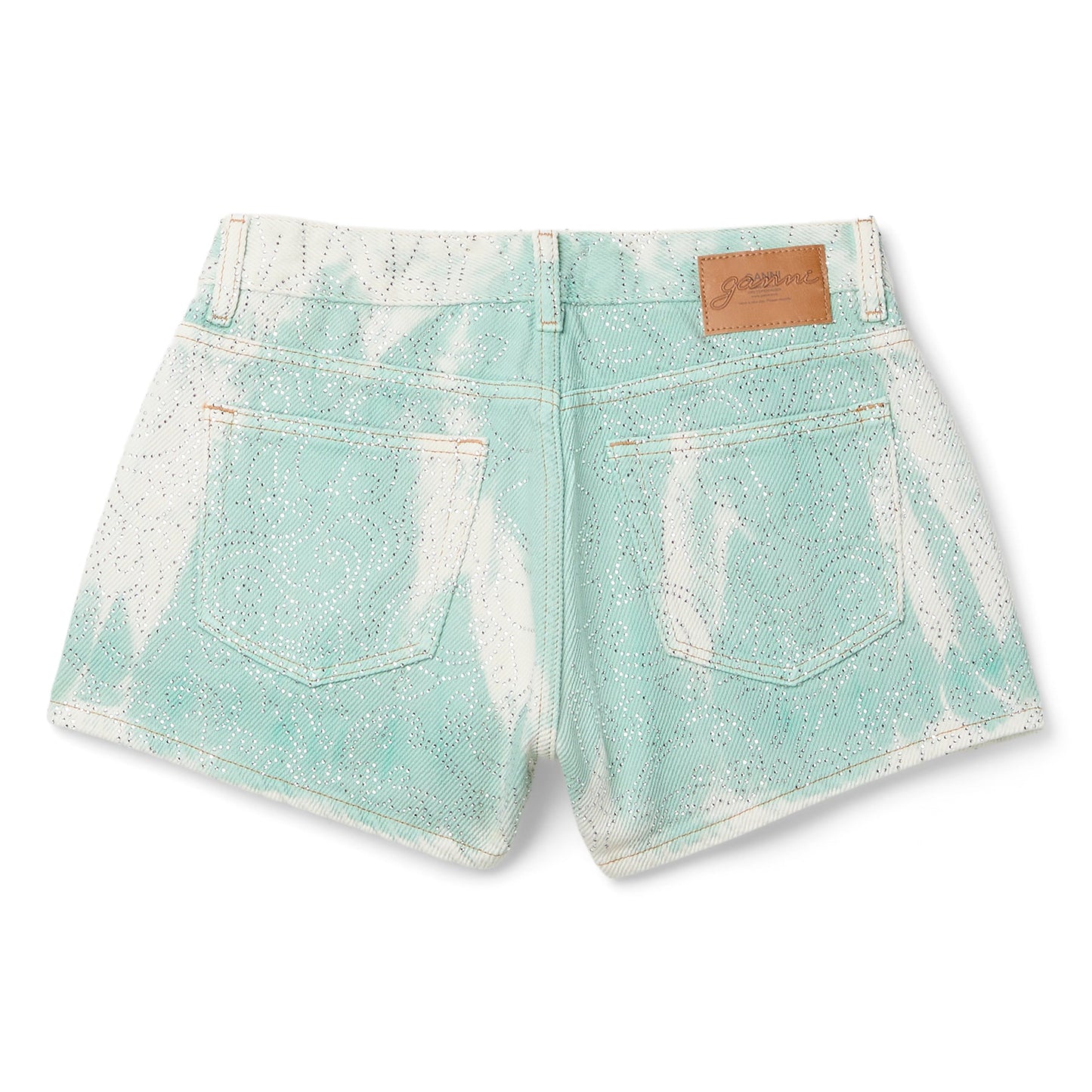 GANNI Overdyed Heavy Denim Shorts (Brook Green)