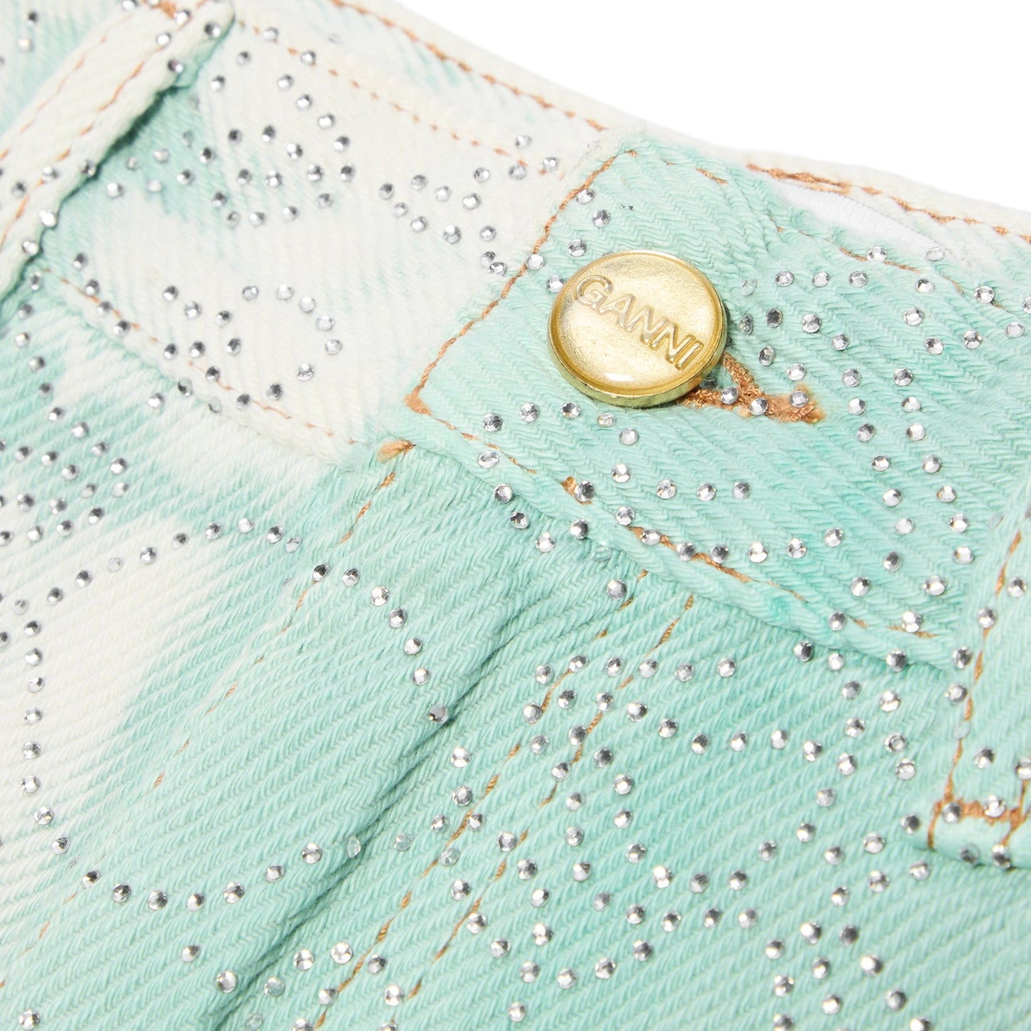 GANNI Overdyed Heavy Denim Shorts (Brook Green)