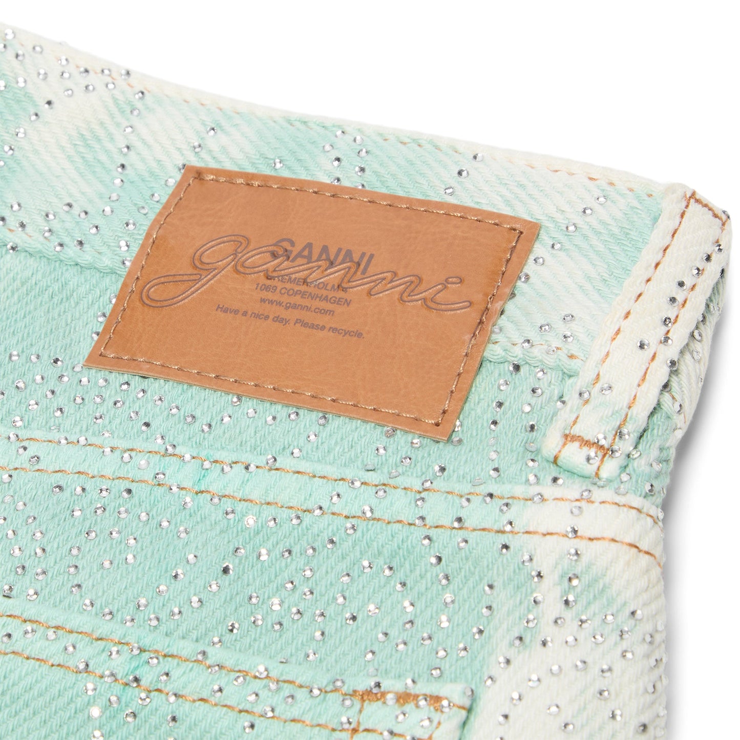 GANNI Overdyed Heavy Denim Shorts (Brook Green)