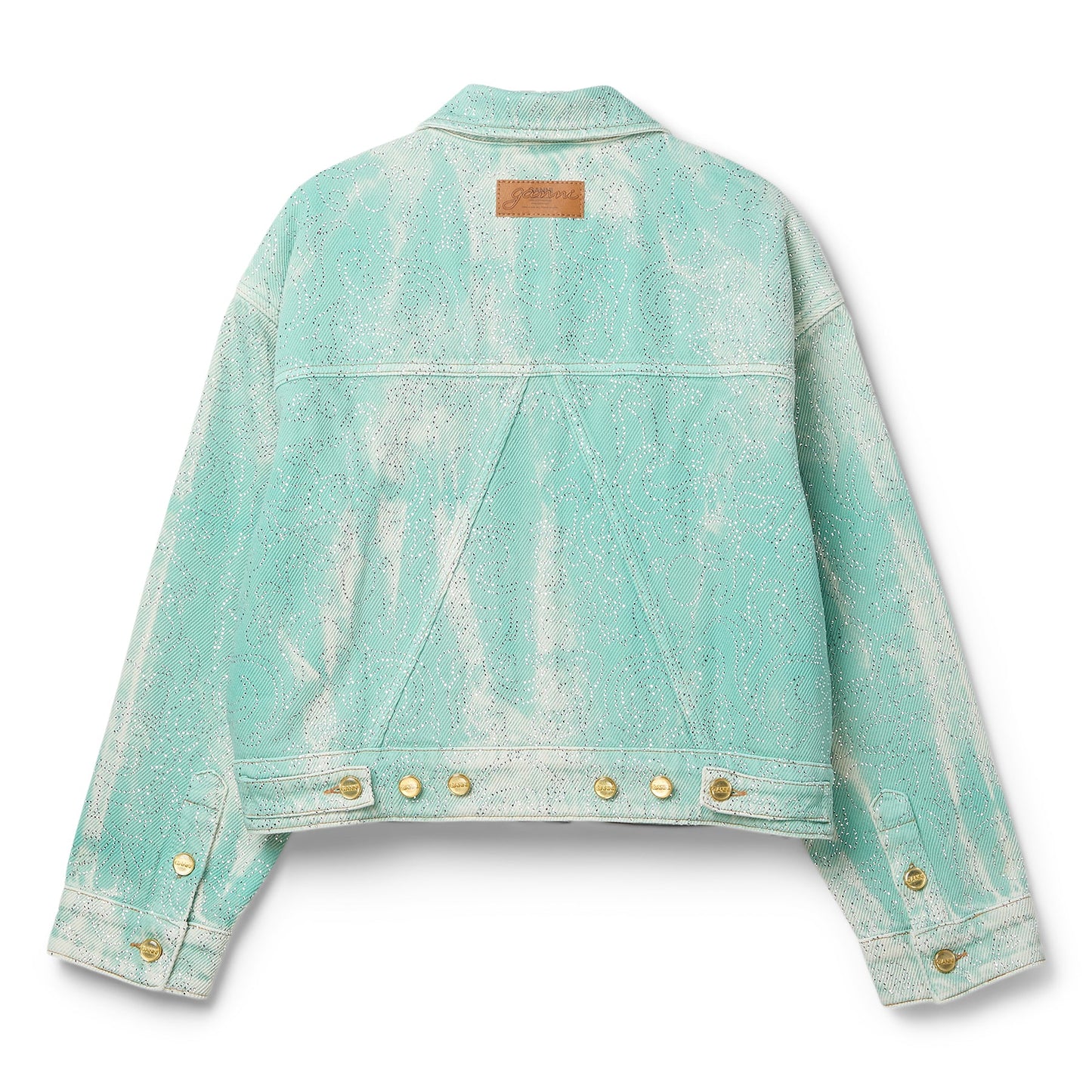 GANNI Overdyed Heavy Denim Cropped Jacket (Brook Green)