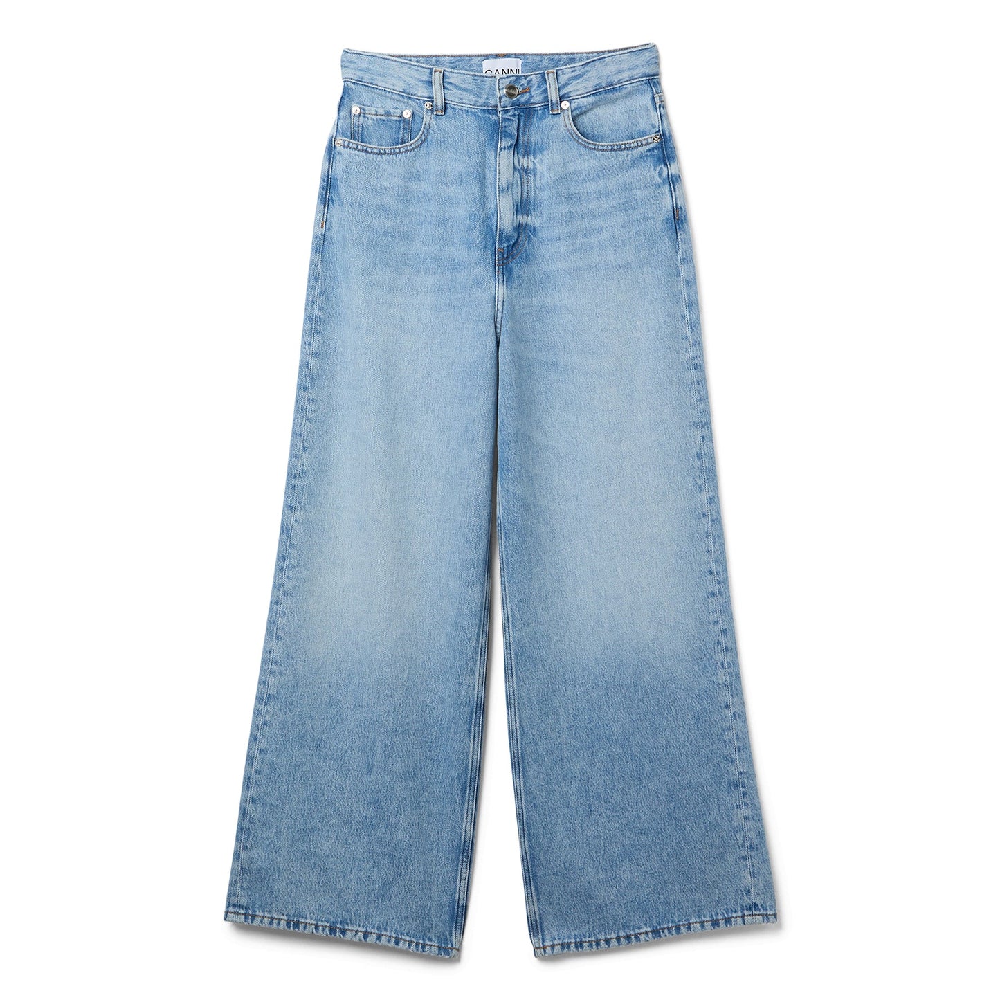 GANNI Soft Rigid Denim Baggy Jeans (Light Blue Stone)