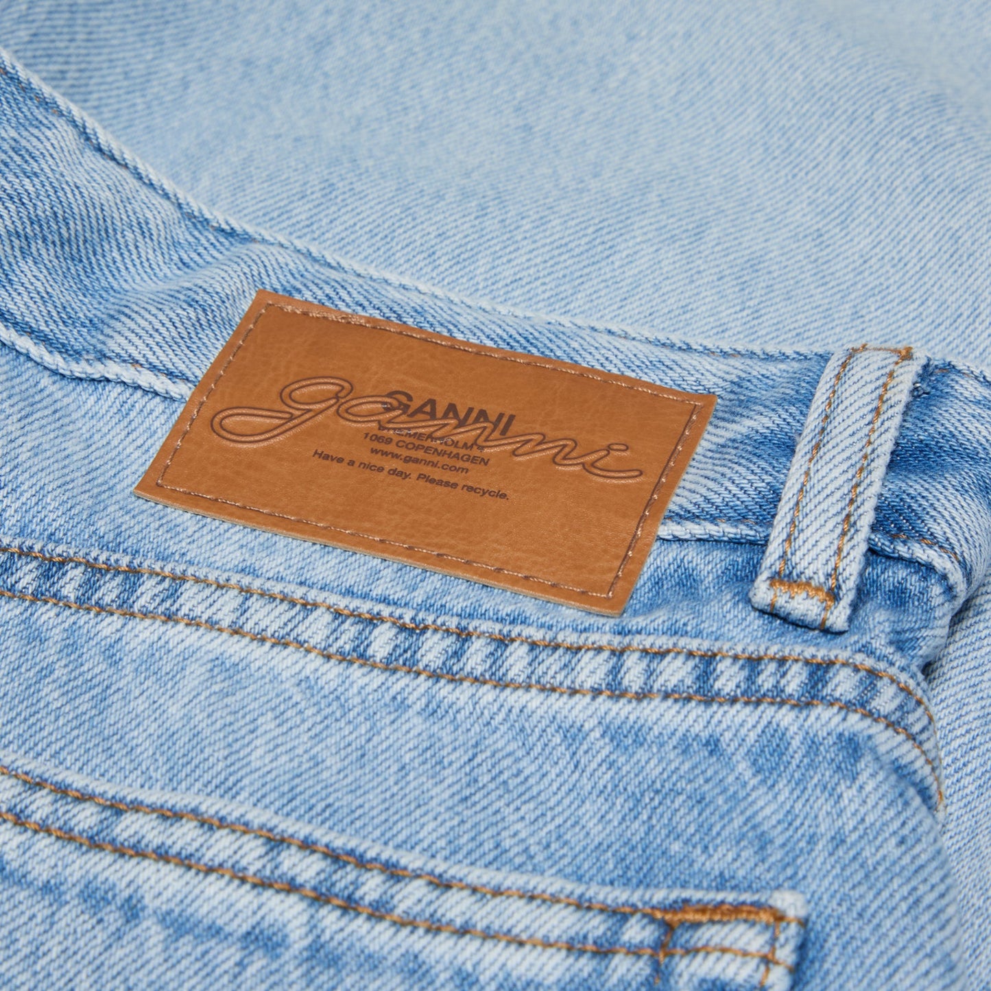 GANNI Soft Rigid Denim Baggy Jeans (Light Blue Stone)