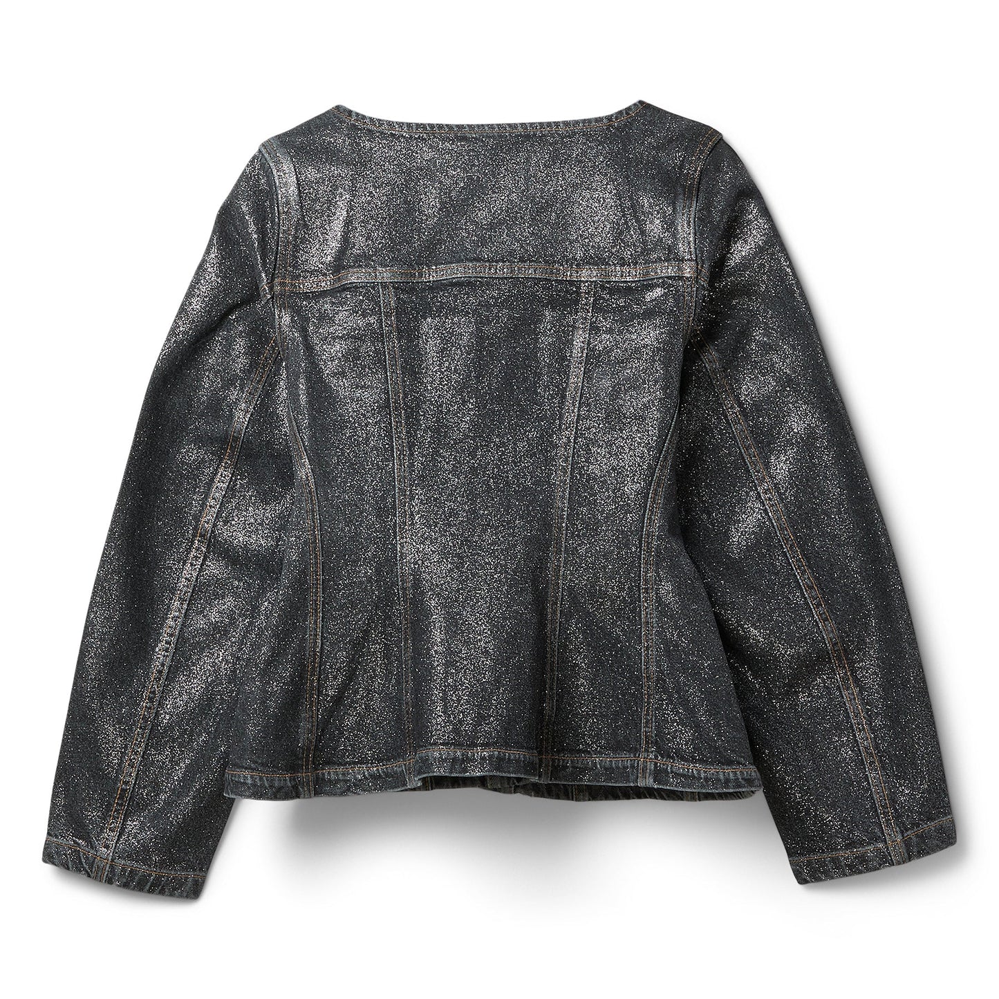 GANNI Shimmery Foil Denim Fitted Blazer (Washed Black/Black)