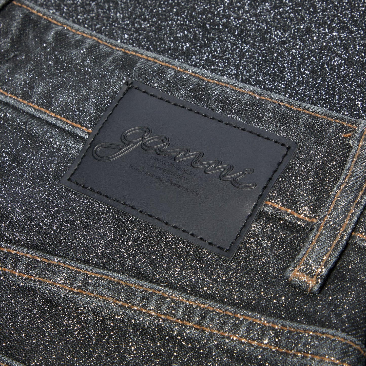 GANNI Shimmery Foil Denim Stary (Washed Black/Black)