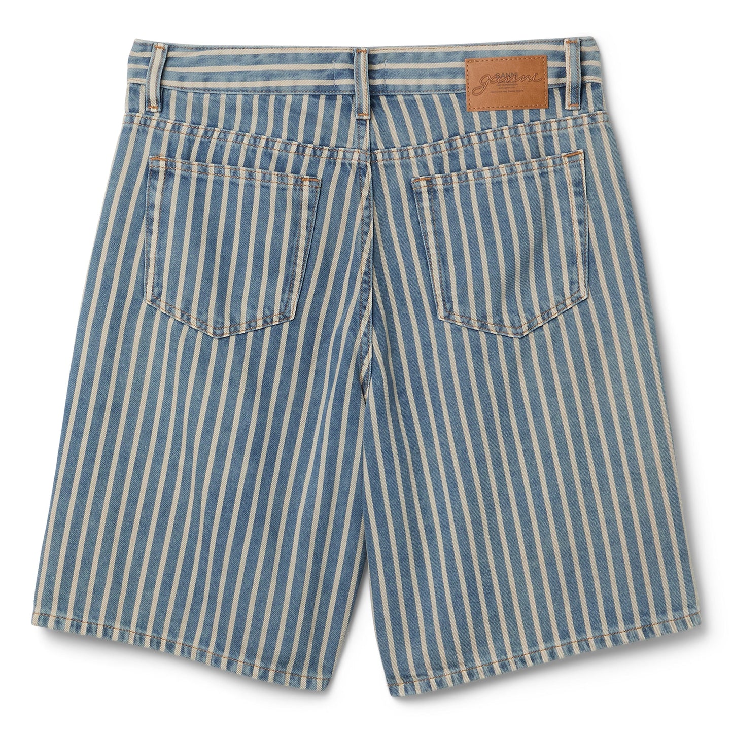 GANNI Light Stripe Denim Shorts (Soft Chambray)