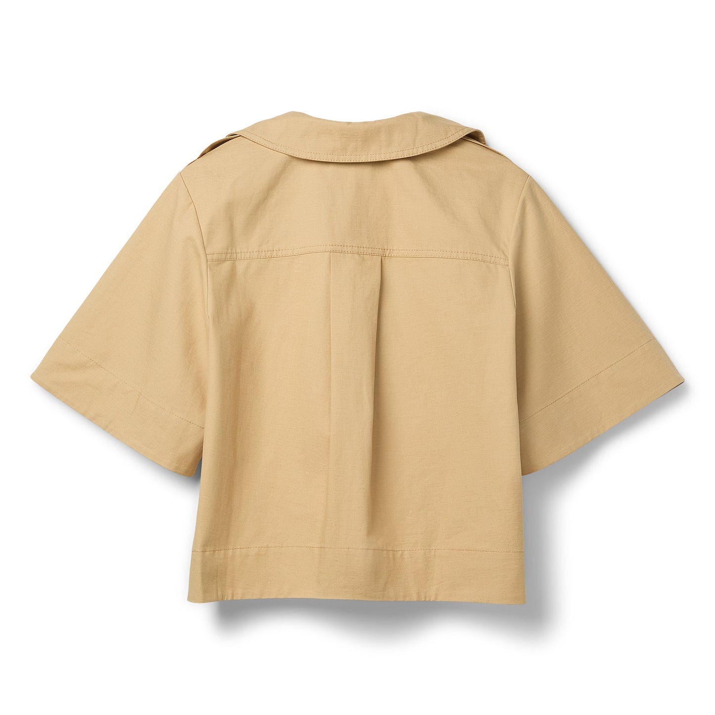 GANNI Classic Summer Suiting Cowl Neck Blouse (Pale Khaki)