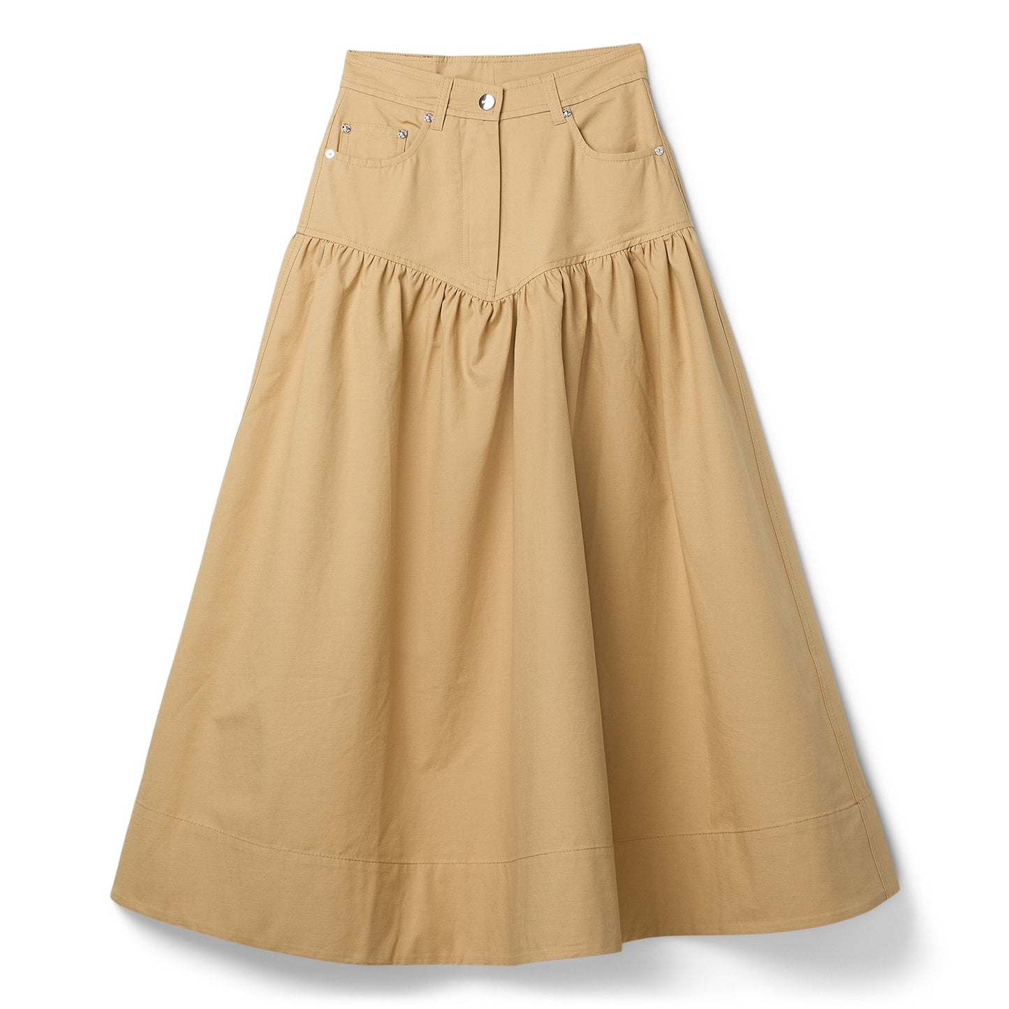 GANNI Classic Summer Suiting Long Skirt (Pale Khaki)