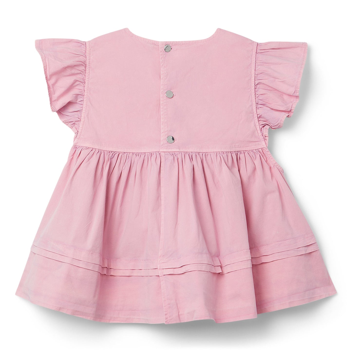 GANNI Washed Stretch Cotton Frill Sleeve Top (Bleached Mauve)