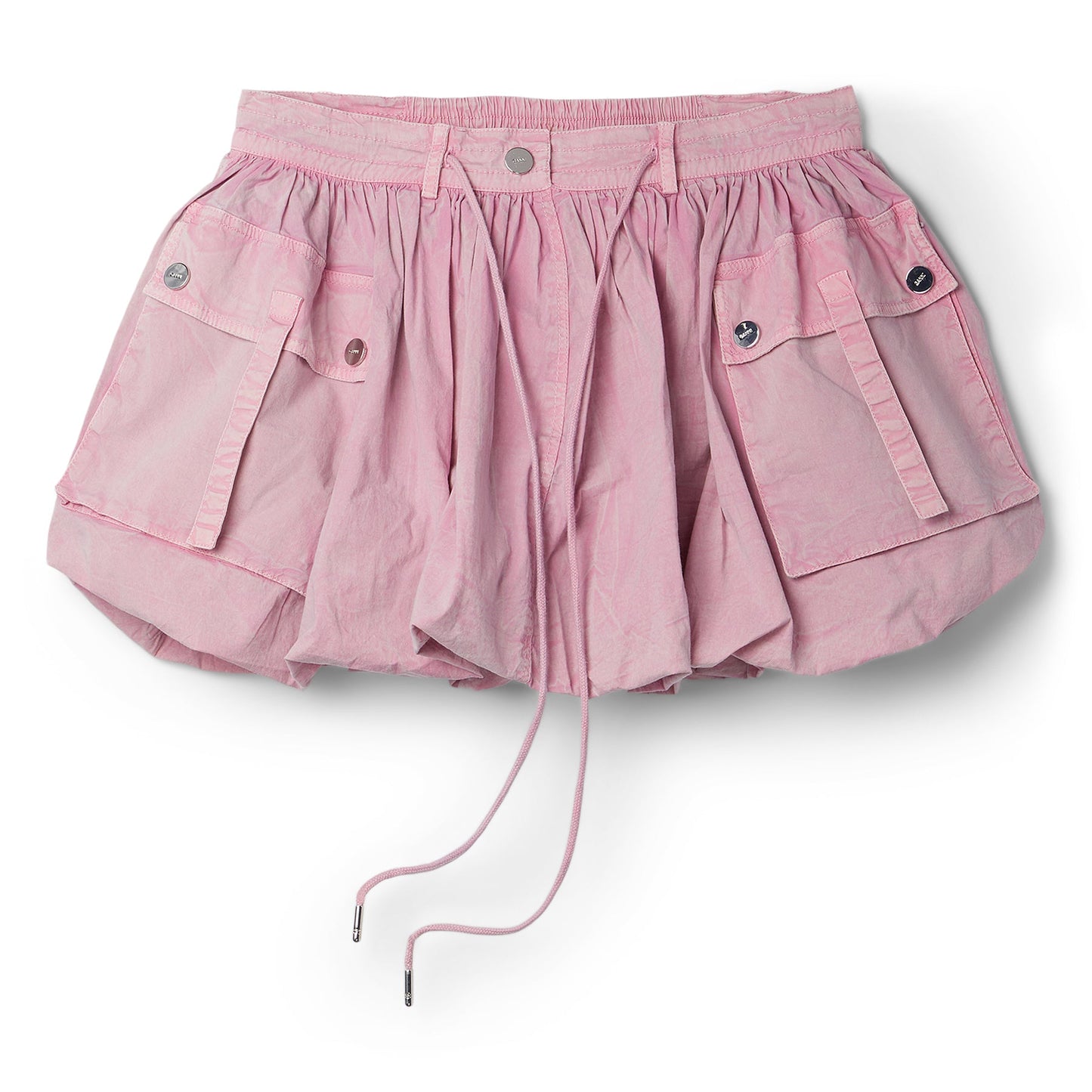 GANNI Washed Stretch Cotton Mini Bubble Skirt (Bleached Mauve)