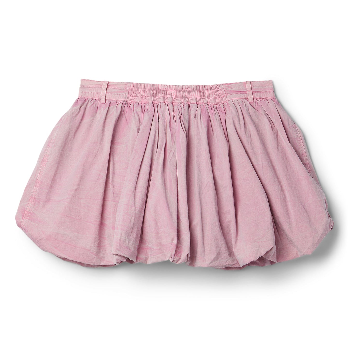 GANNI Washed Stretch Cotton Mini Bubble Skirt (Bleached Mauve)
