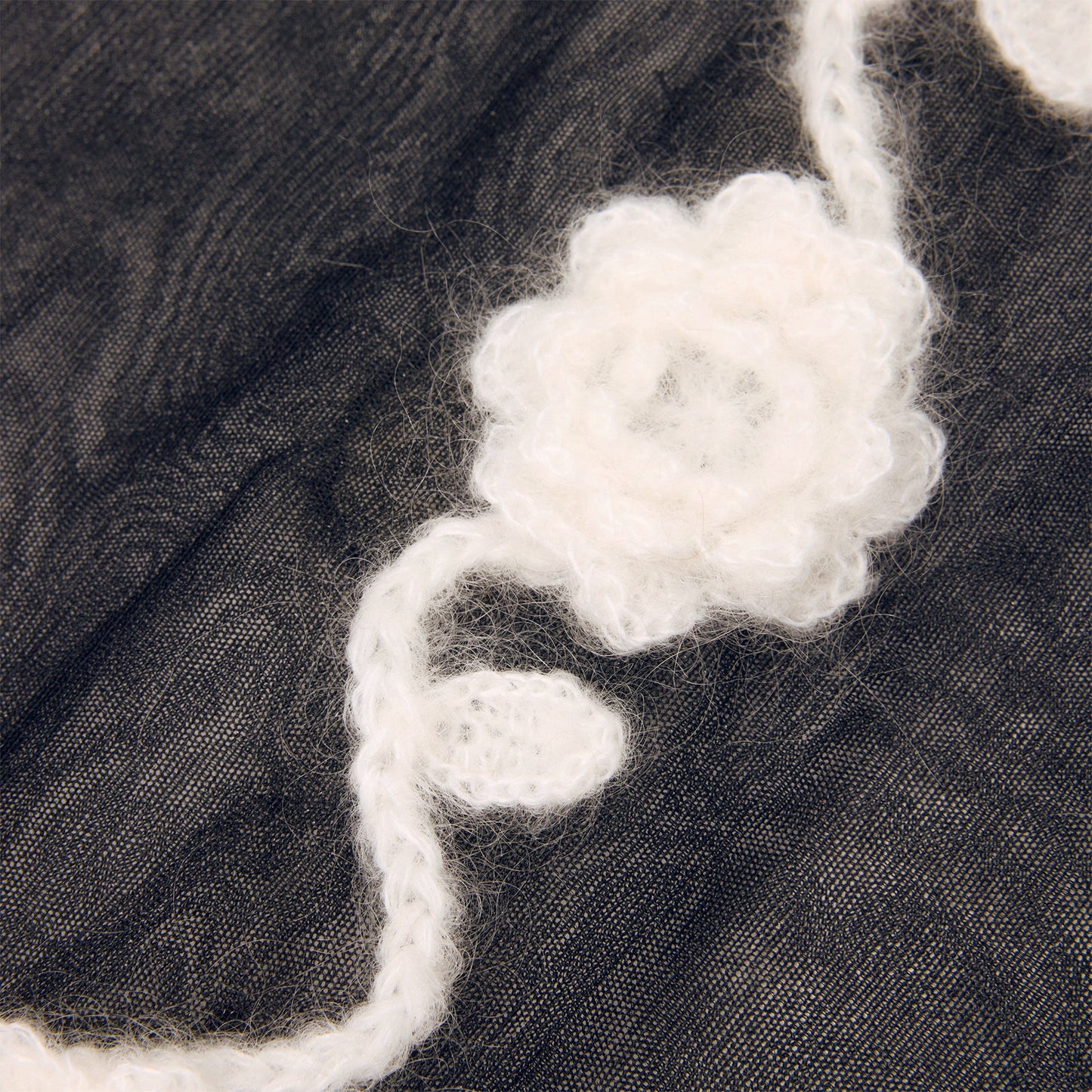 GANNI Sheer Flower Crochet Turtleneck (Black)