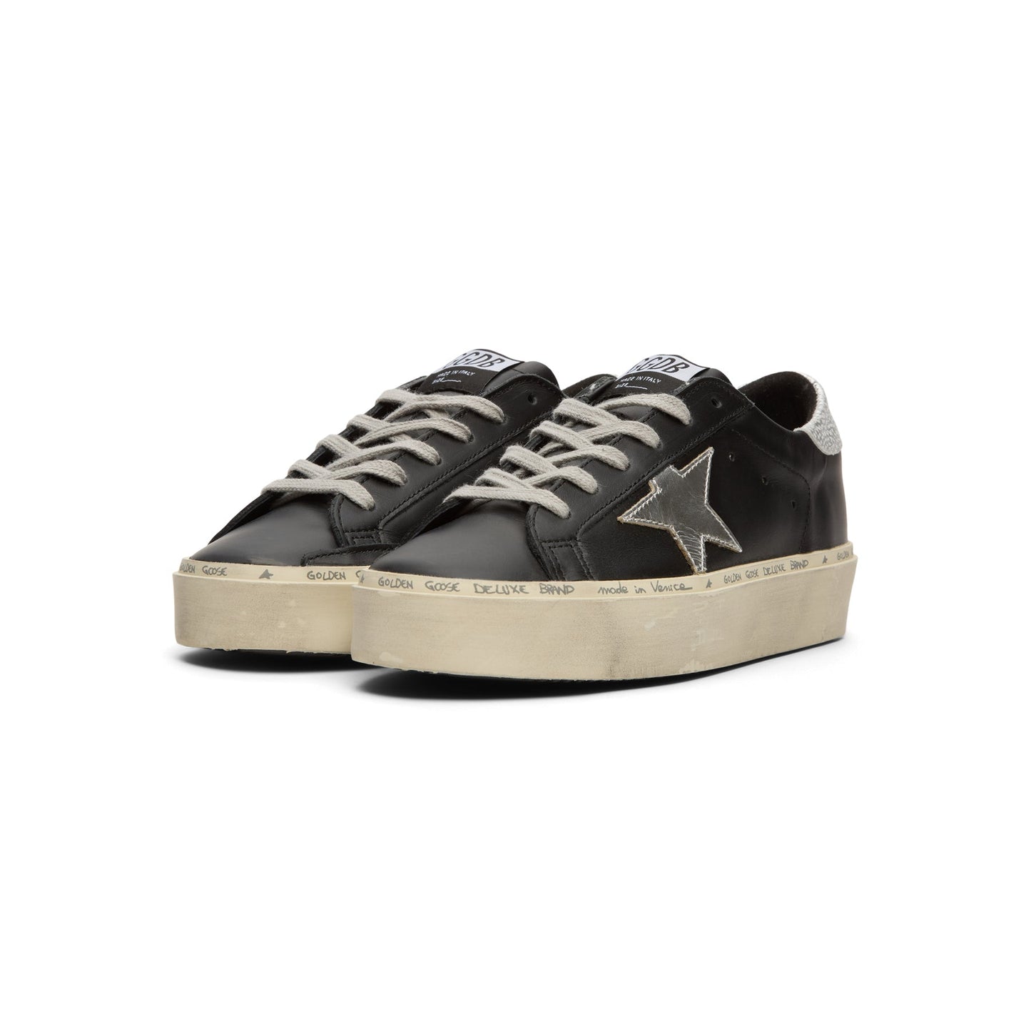 Golden Goose Hi Star Leather Upper Laminated Star (Black/Silver)