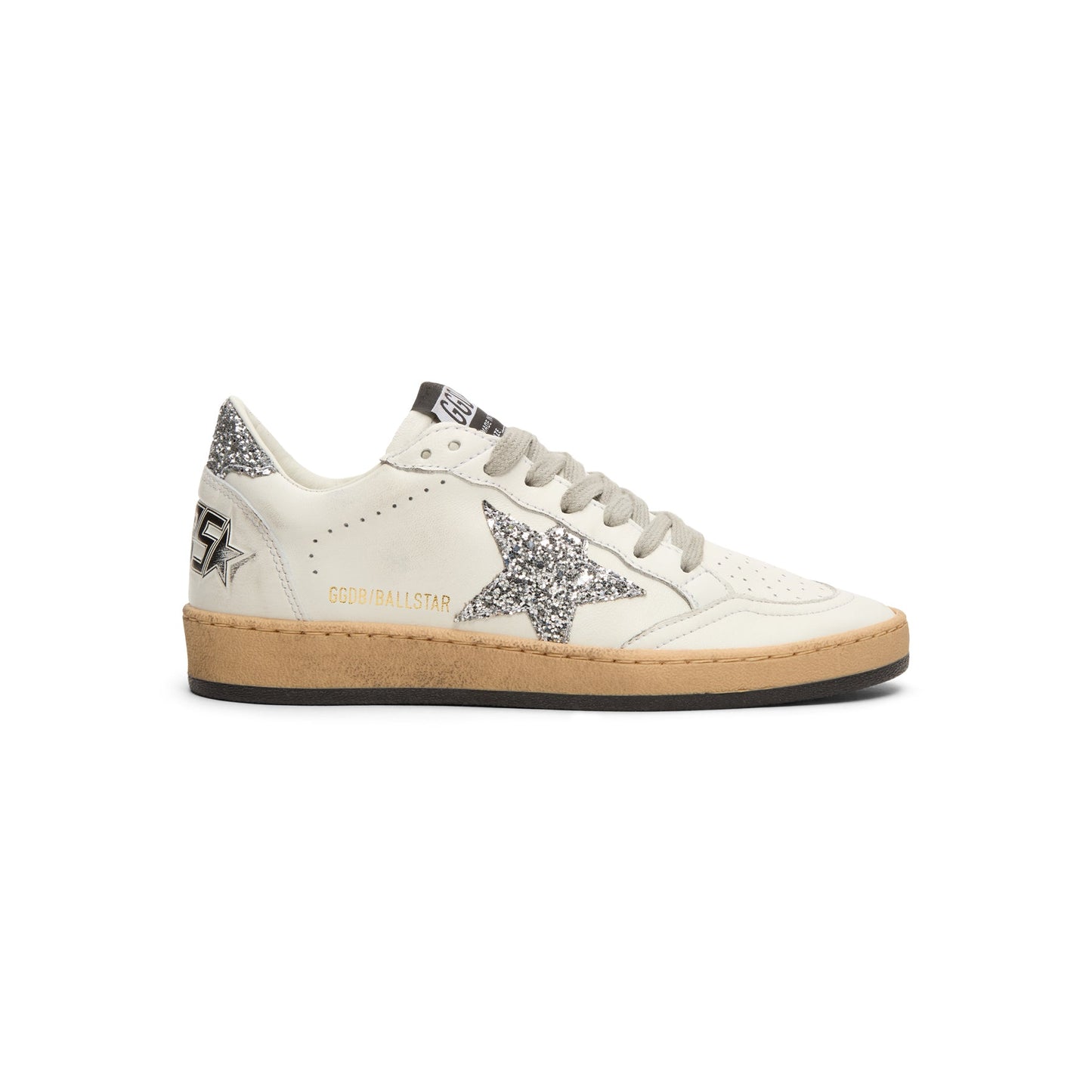 Golden Goose Ballstar Nappa Upper And Spur Glitter (White/ Silver)