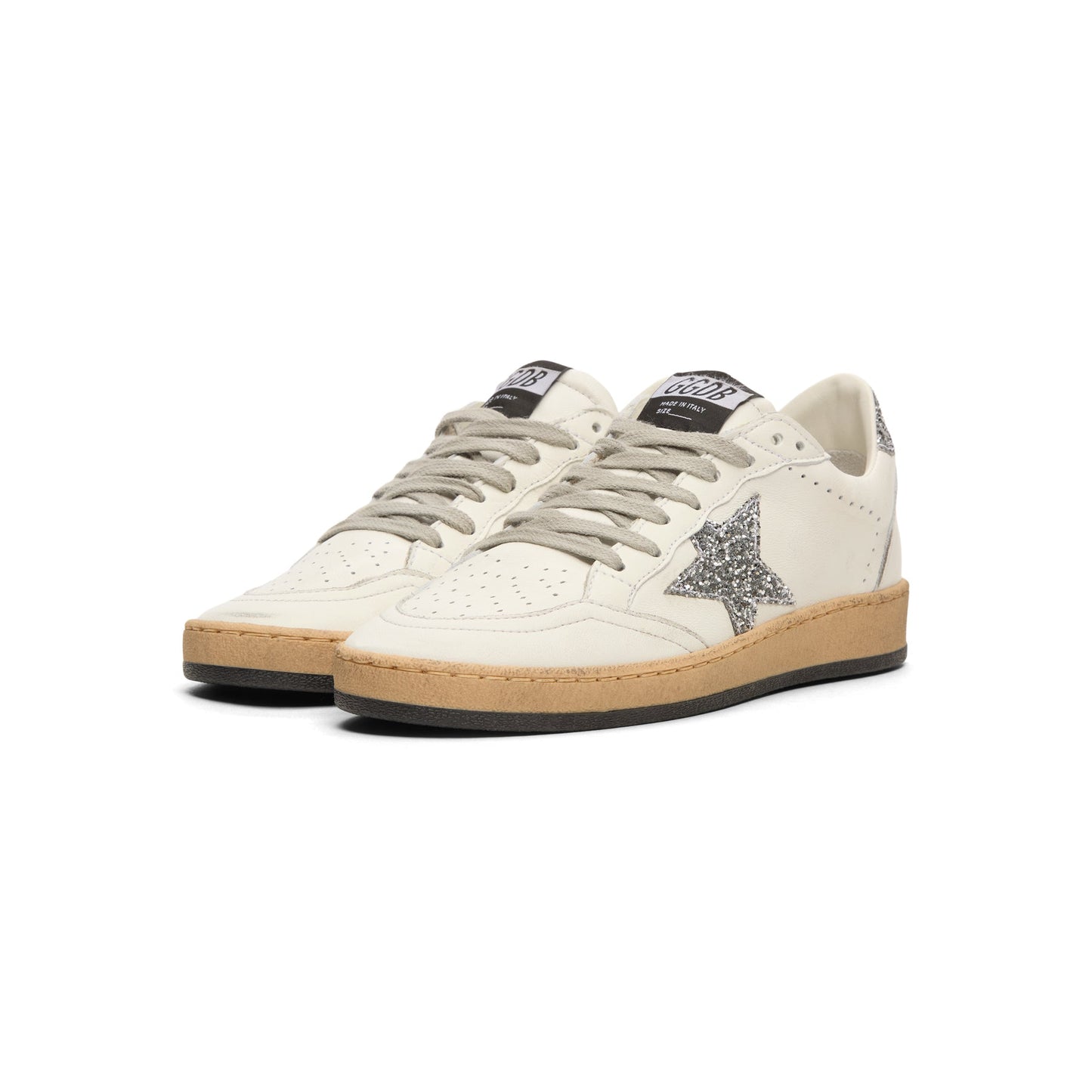 Golden Goose Ballstar Nappa Upper And Spur Glitter (White/ Silver)